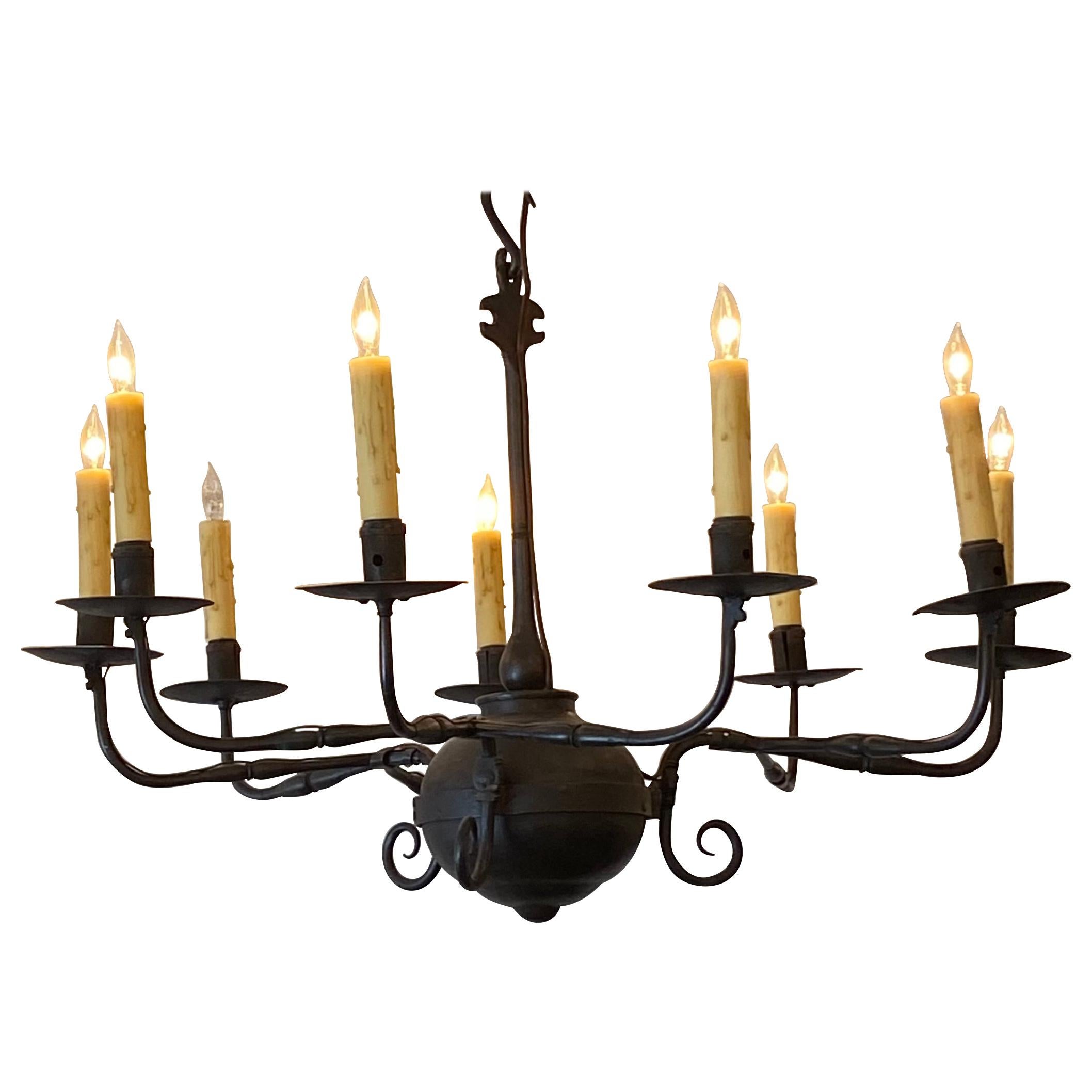 Black 19th-Centuey Iron Chandelier