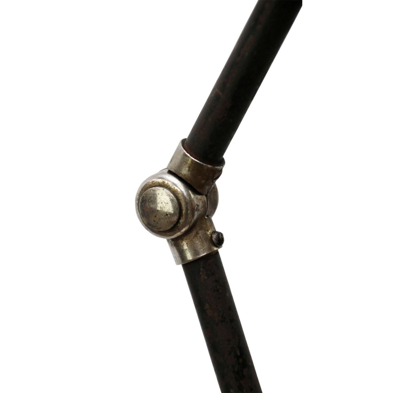 German Black 2-Arm Metal Machinist Work Desk Light Peter Behrens AEG, 1920s
