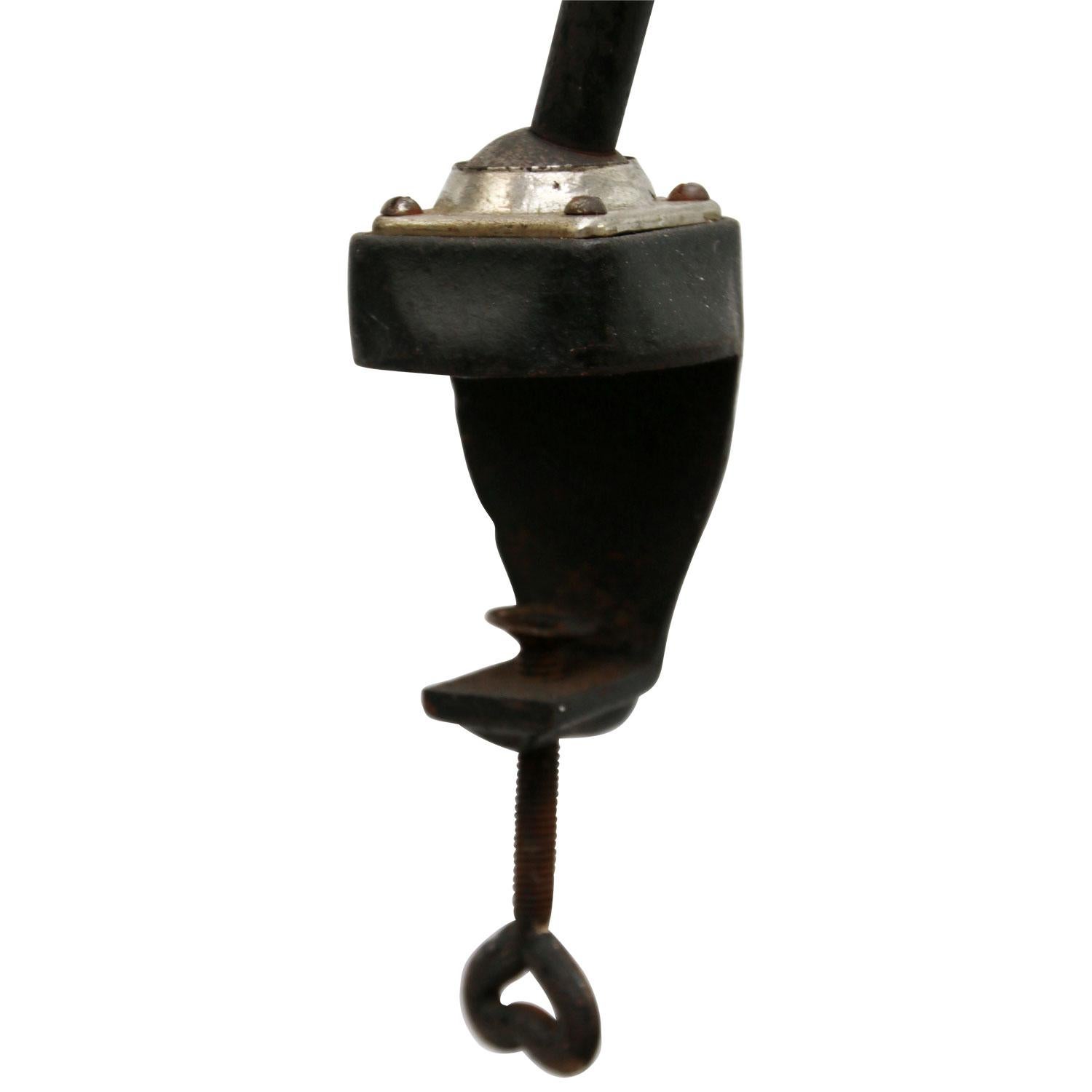 Black 2-Arm Metal Machinist Work Desk Light Peter Behrens AEG, 1920s In Good Condition In Amsterdam, NL