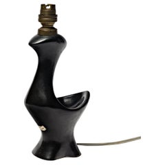 black 20th century design animal ceramic table lamp by CAB Bordeaux 1950 french