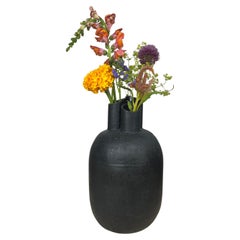 "Black 3 Flower Vase" glazed ceramic vase by Laure Klenow, 2024, flower vessel