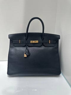 Hermes Black 40 Birkin Bag in Ardennes Leather & Gold Hardware
