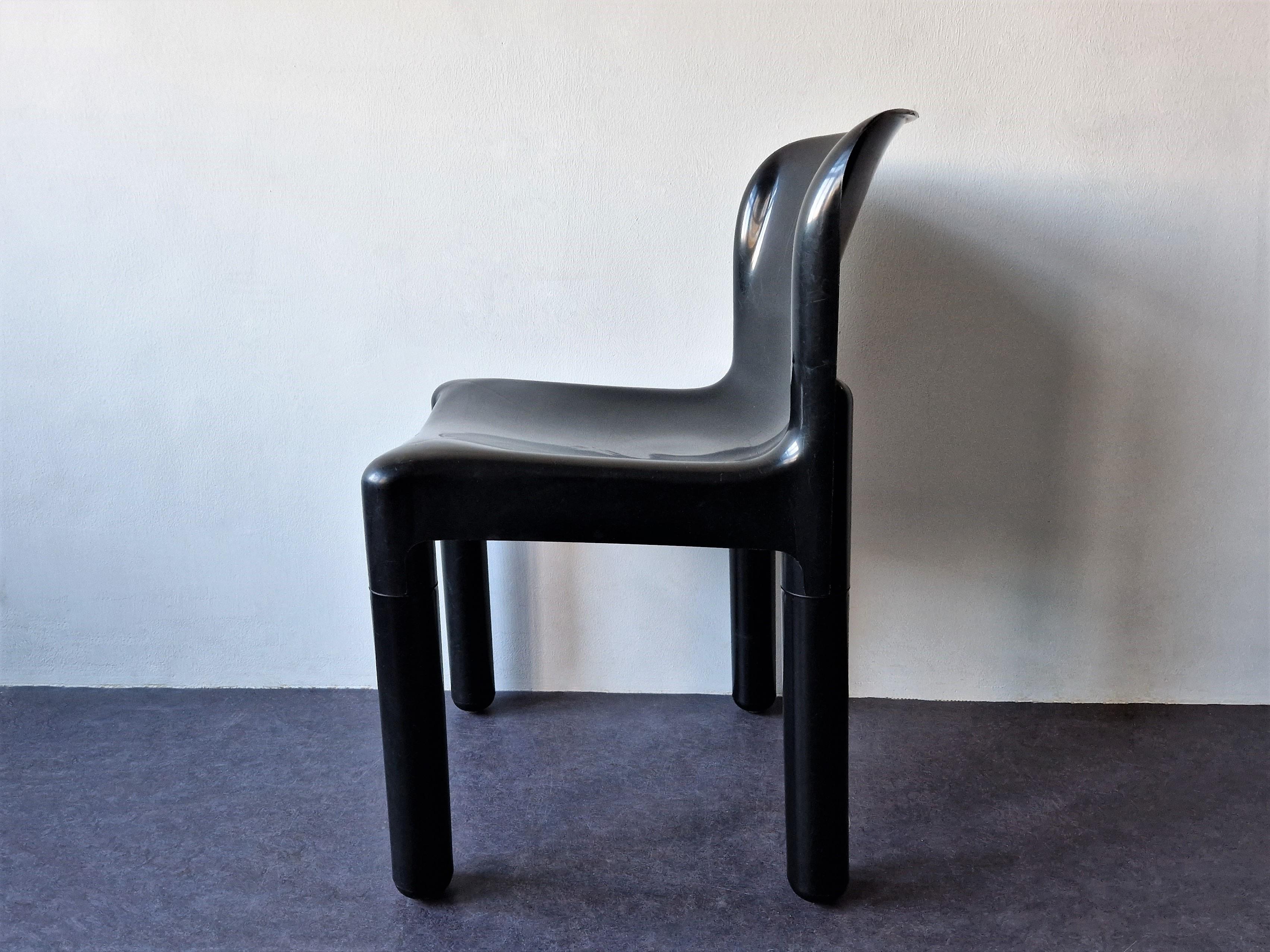 Mid-Century Modern Black 4875 chair by Carlo Bartoli for Kartell, Italy 1972