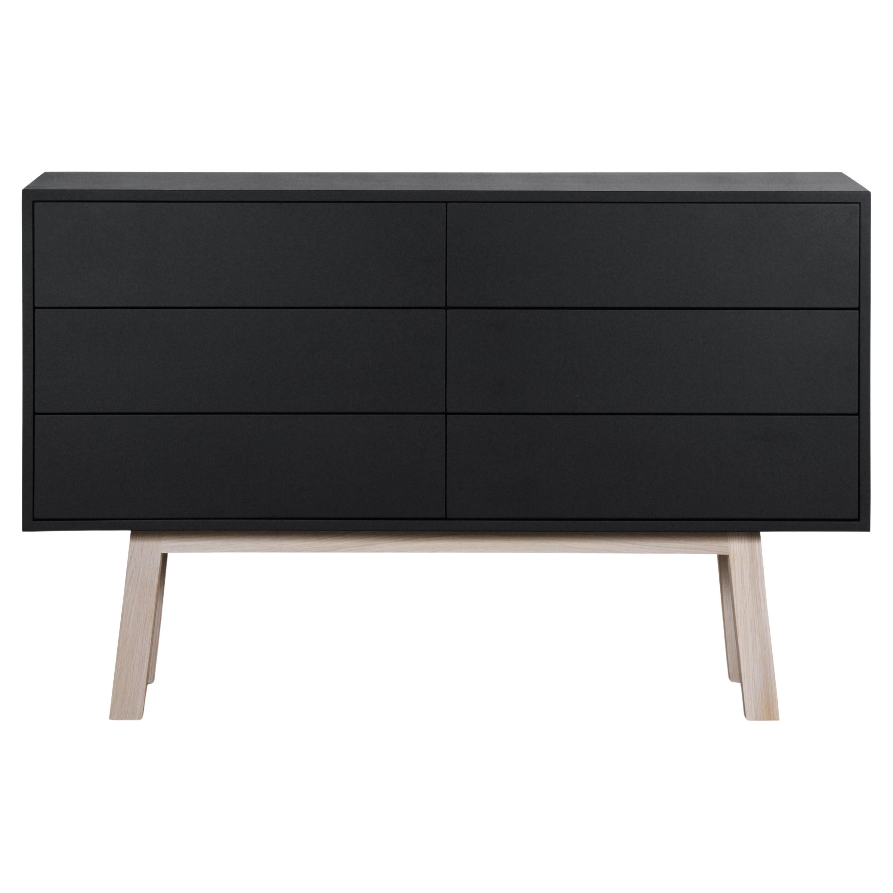 Arcón francés de 6 cajones Madera de roble, lacado en negro, diseñado por Eric Gizard, París en venta