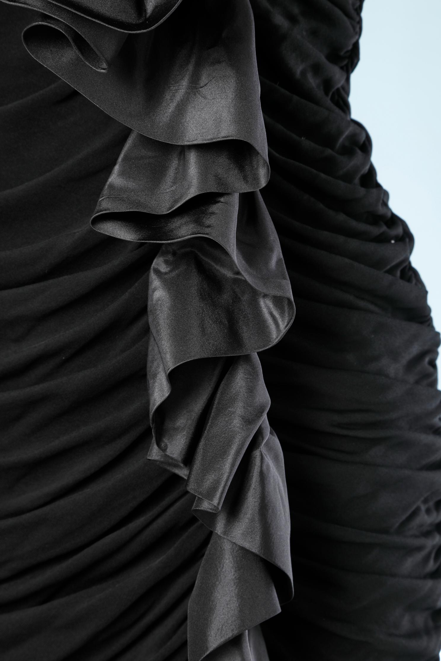 Noir Robe bustier noire « F » Yveline Fermine des années 80  en vente