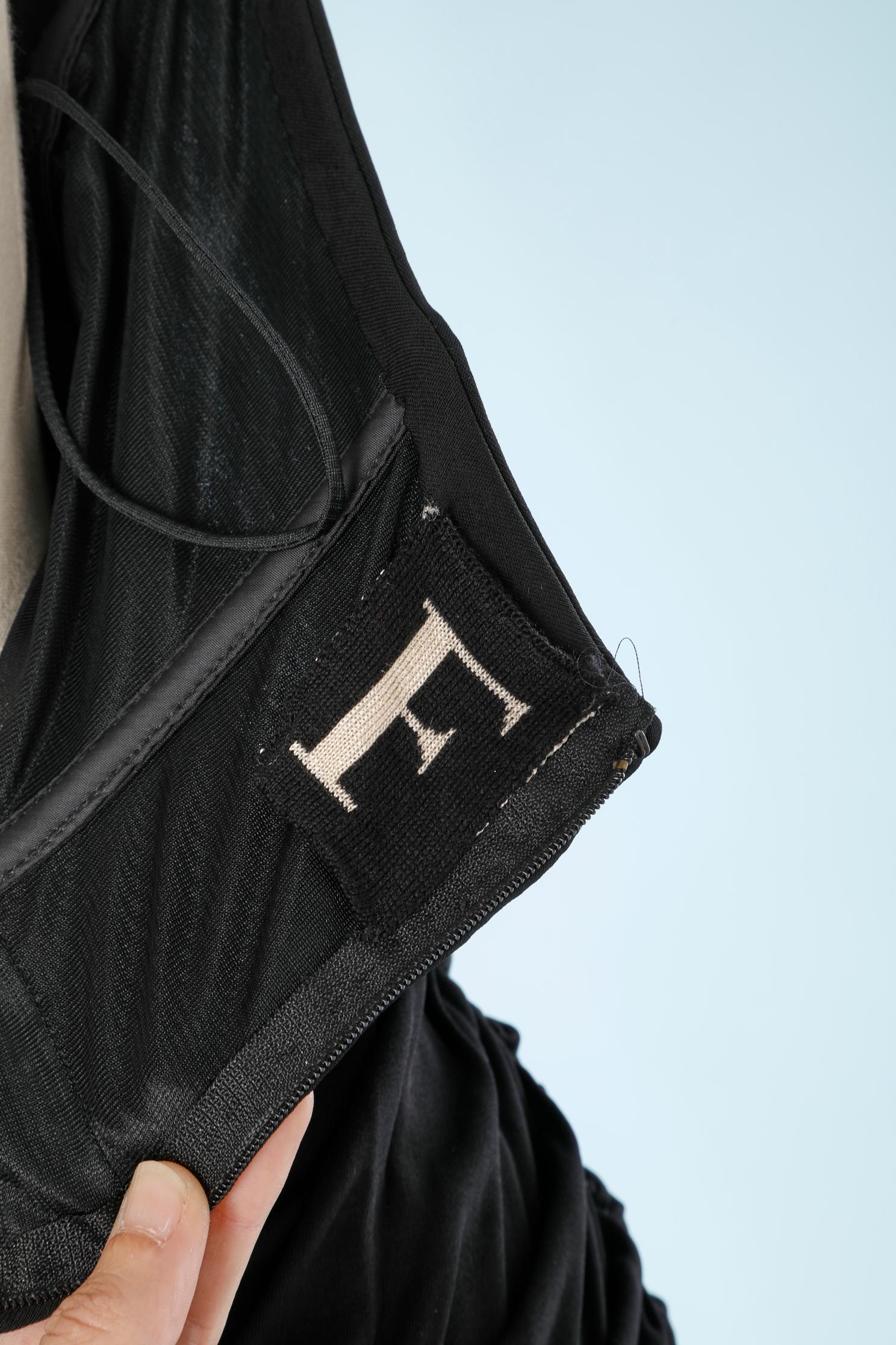 Robe bustier noire « F » Yveline Fermine des années 80  en vente 2