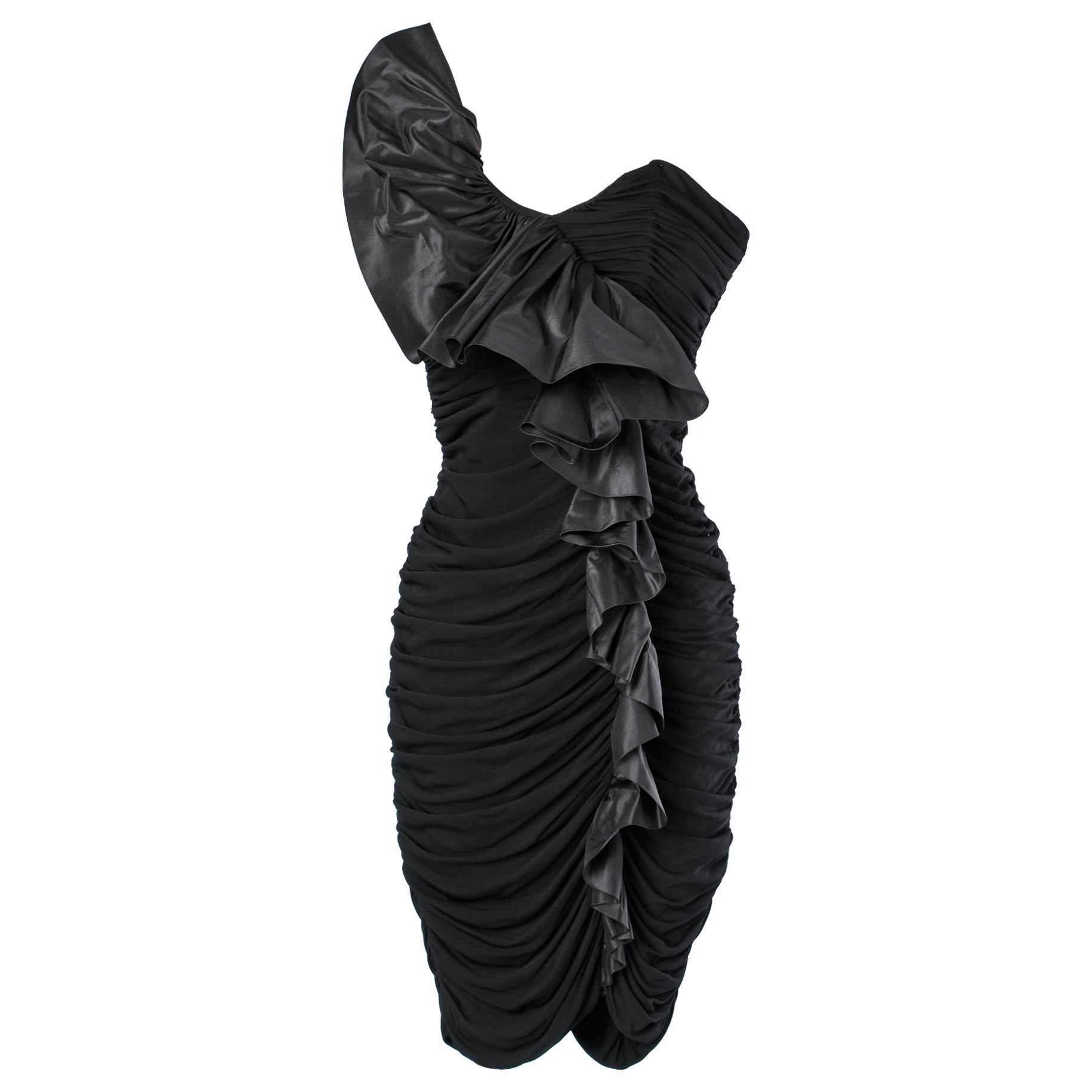 Abito bustier nero anni '80 "F" Yveline Fermine