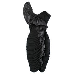 Black 80's bustier dress "F" Yveline Fermine