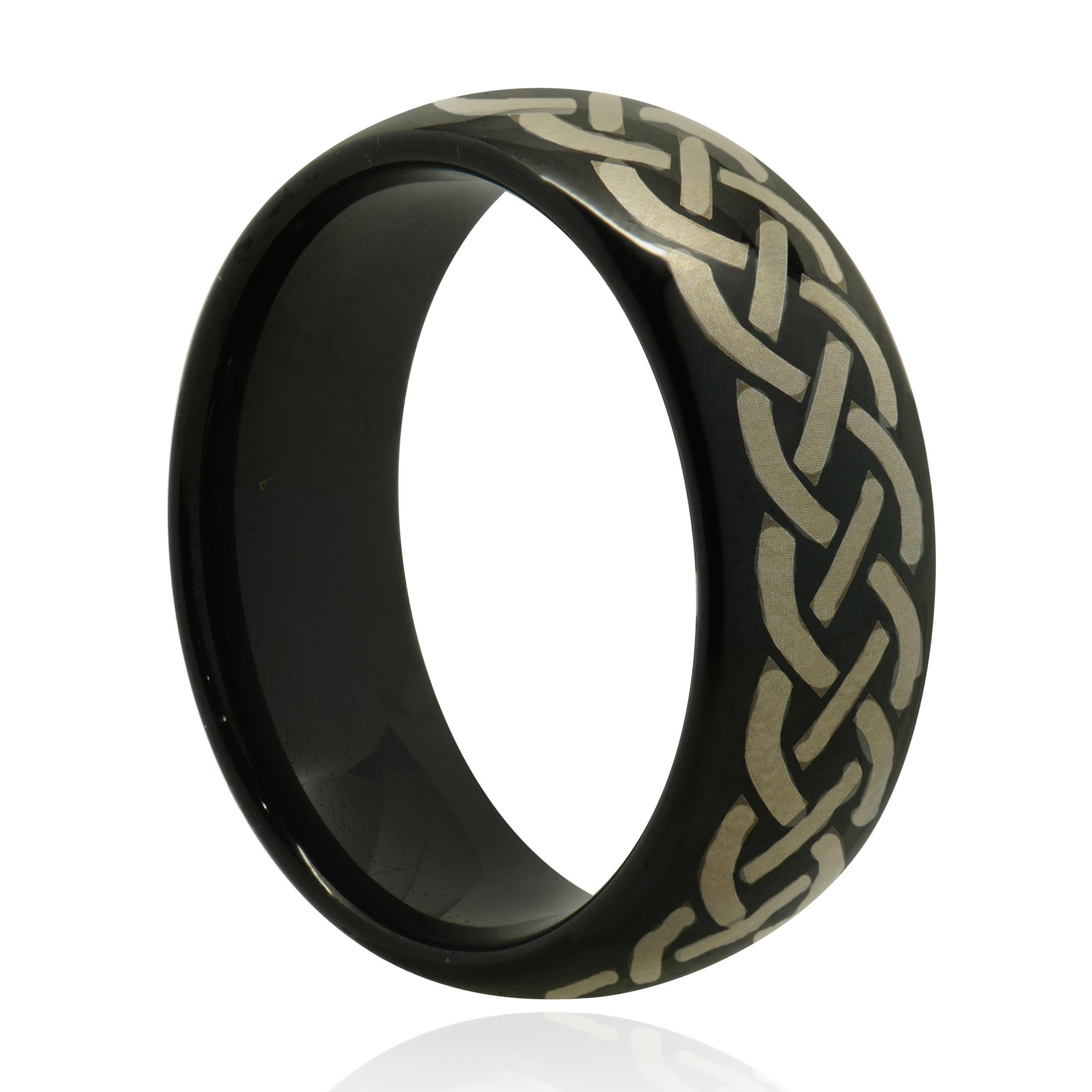 Uomo Anello nero con nodo celtico in tungsteno da 8 mm in vendita