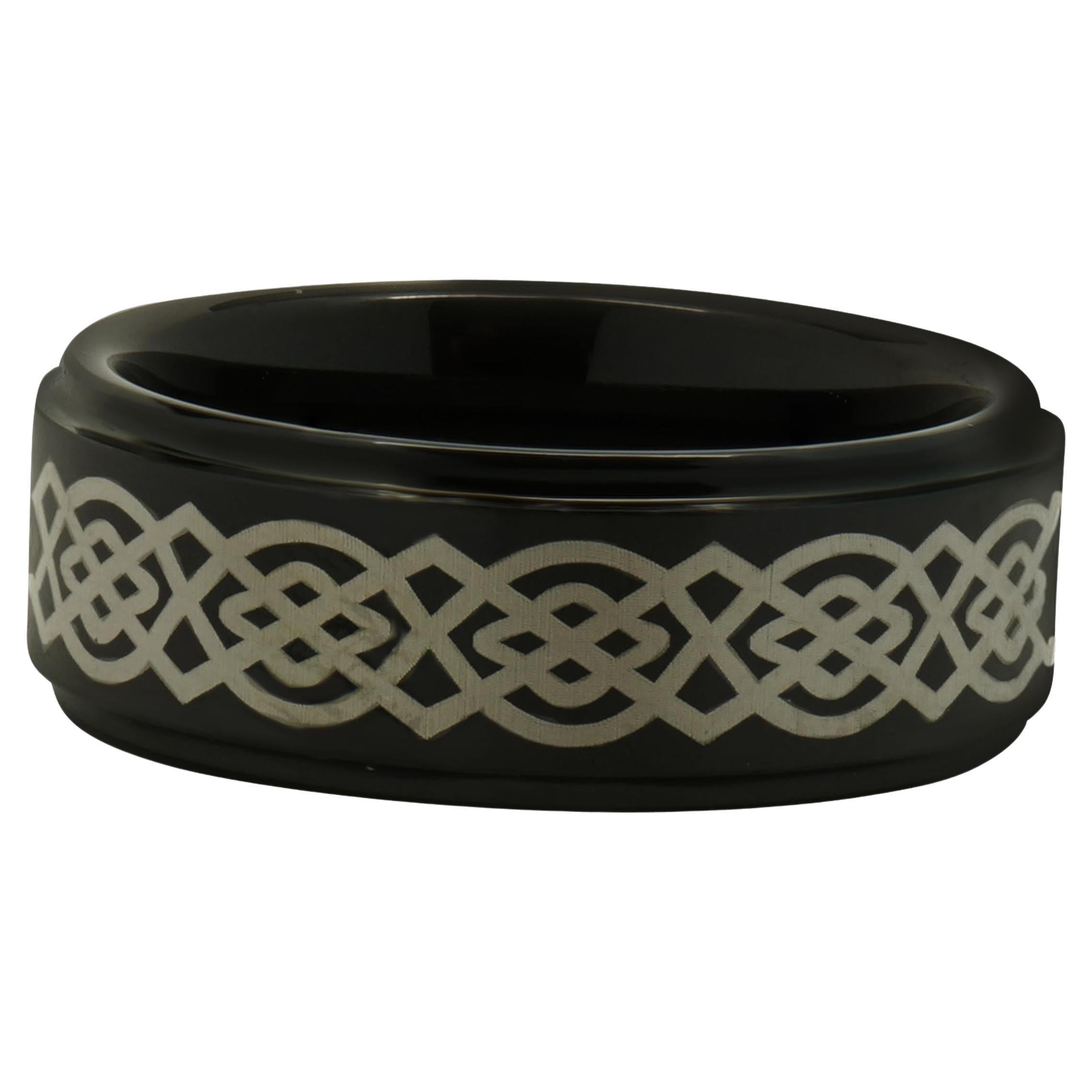 Black 8MM Tungsten Celtic Knot Ring