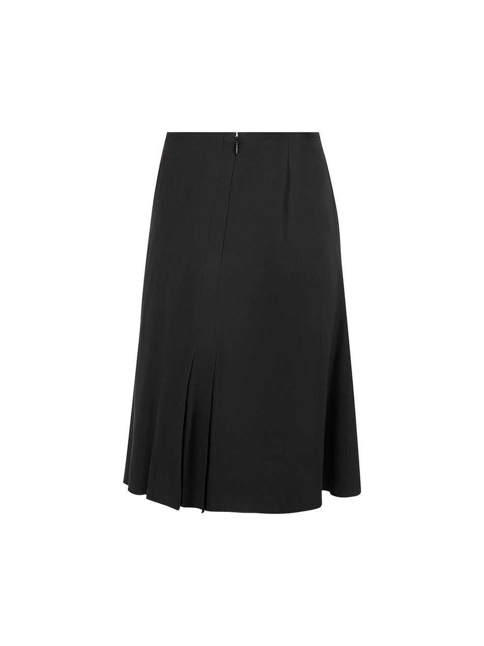 Black A-Line Pleated Detail Skirt Size L In Good Condition In London, GB