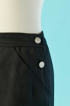 Black A-line skirt with branded button Courrèges Circa 1970's