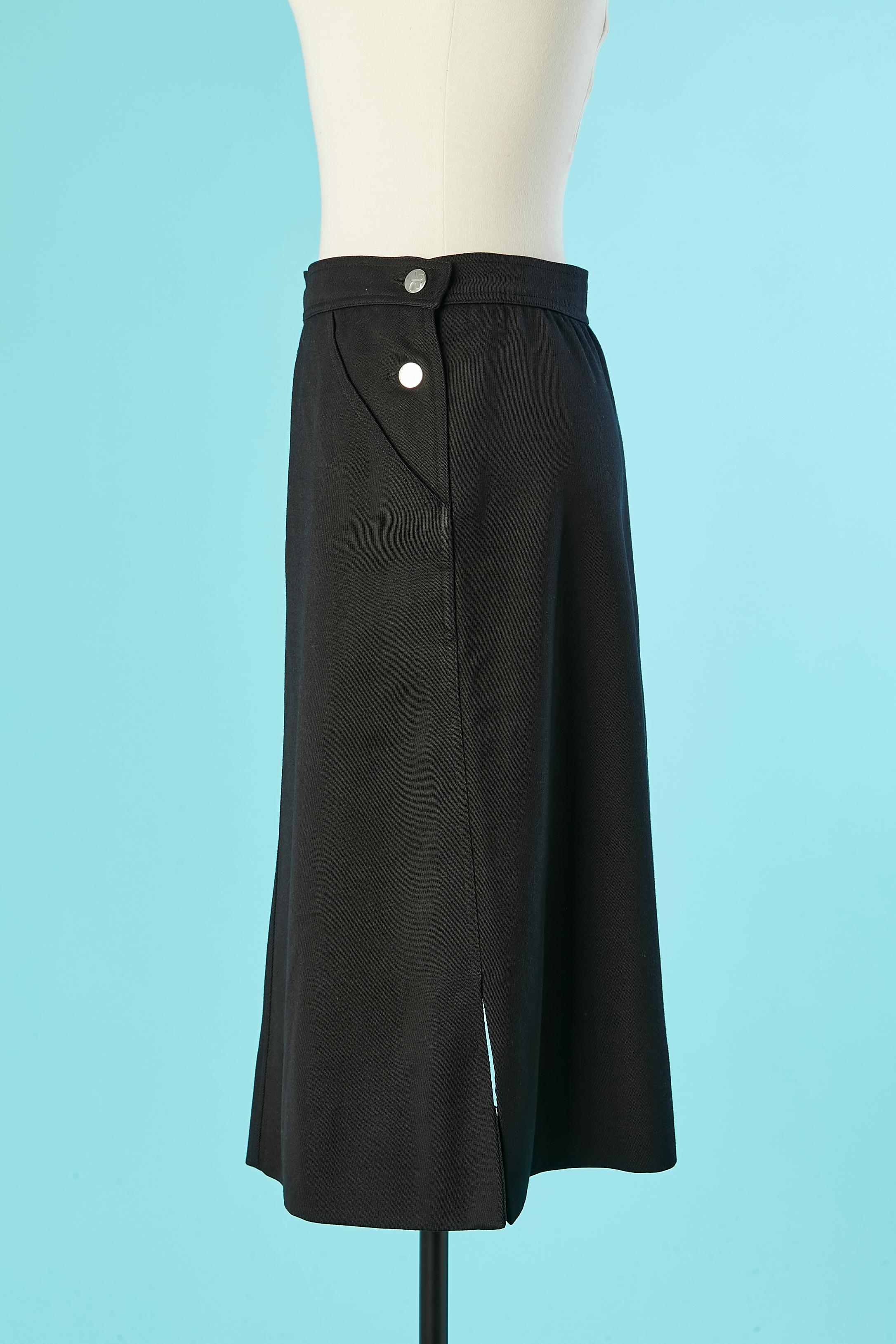 Women's Black A-line skirt with branded button Courrèges Circa 1970's  For Sale