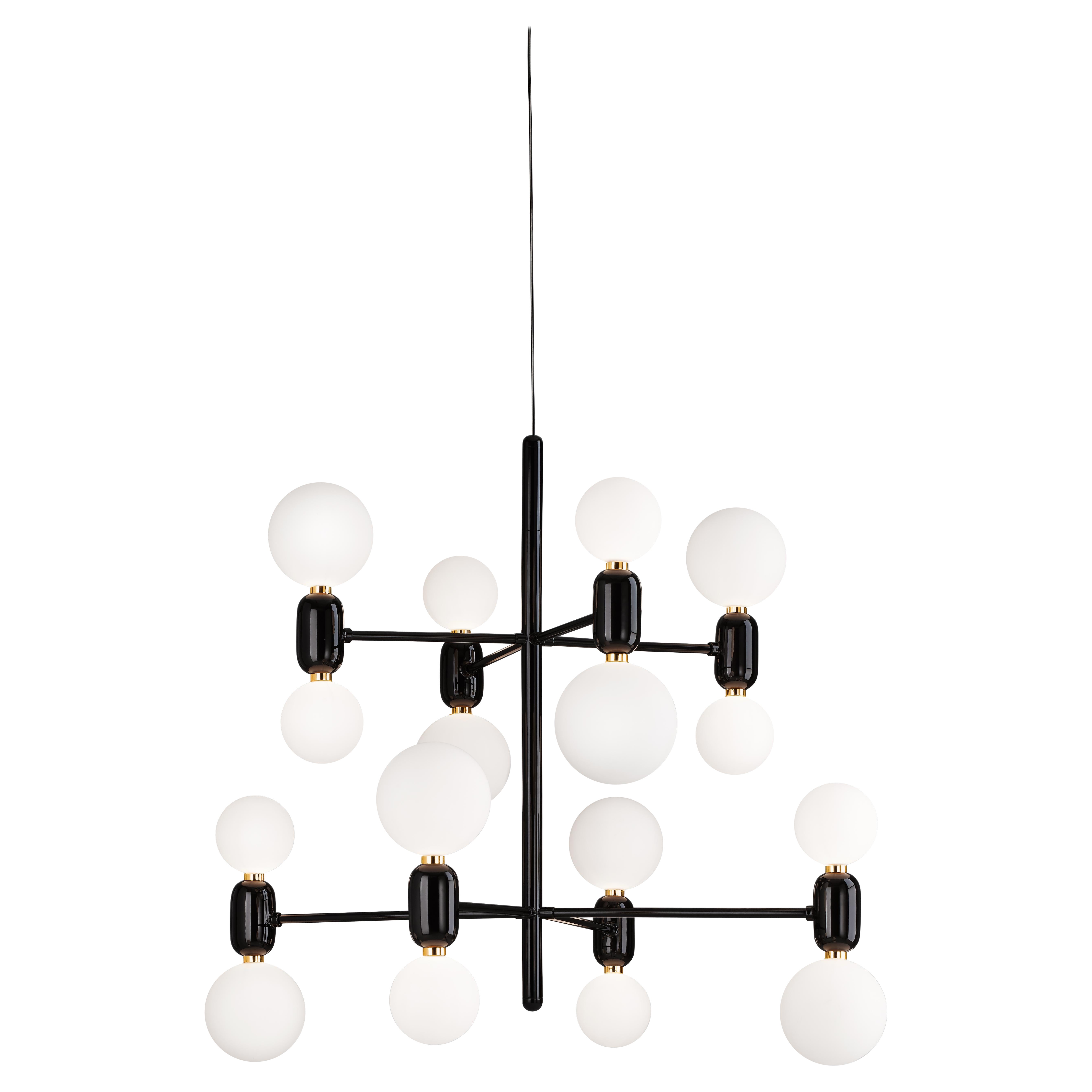 Black Aballs Chandelier 8 by Parachilna
