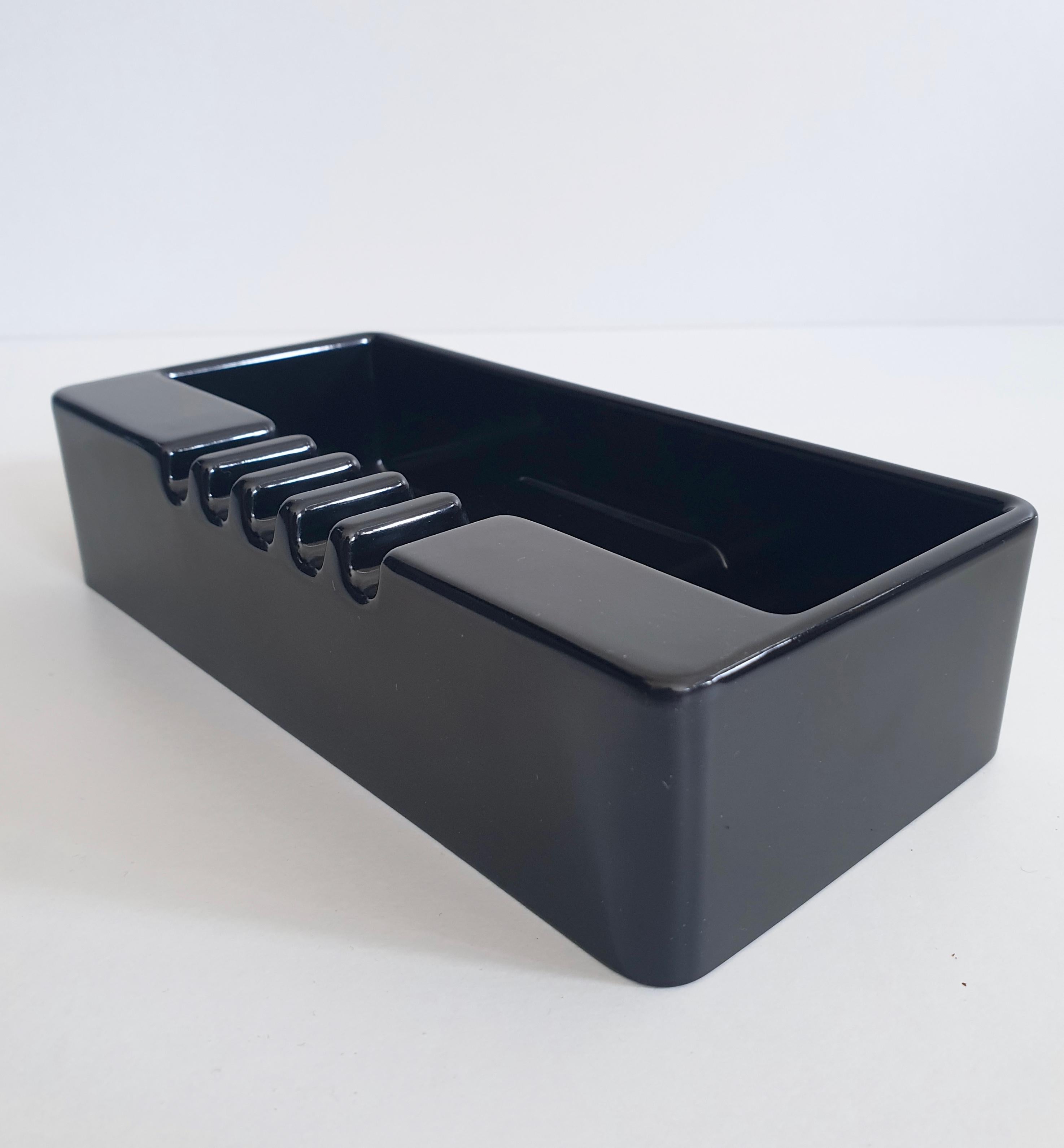 Post-Modern Black ABS Ashtray / Desk Tidy by Ettore Sottsass for Olivetti, Italy, circa 1970 For Sale