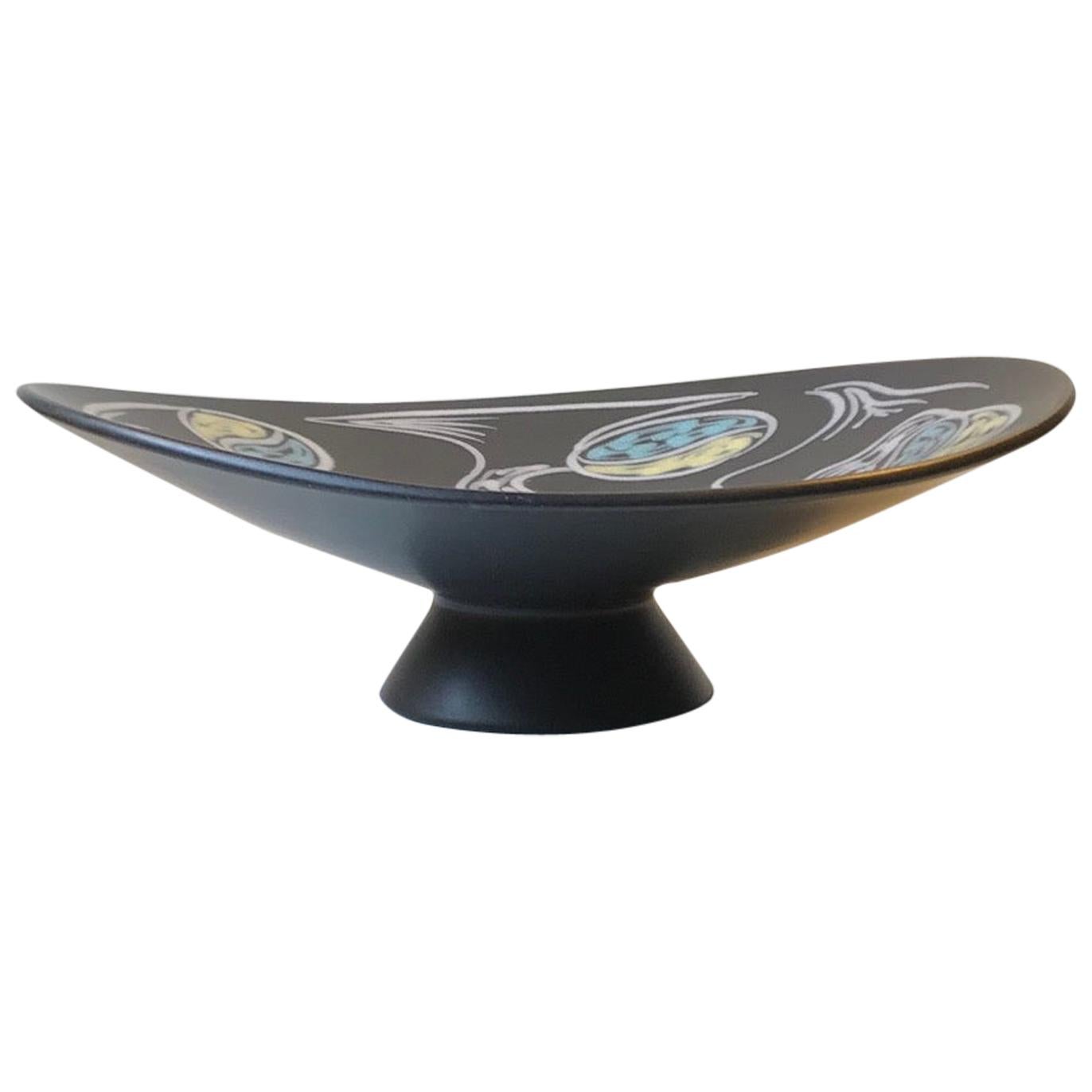 Black Abstract Centerpiece Bowl 'Burgundia' by Svend Aage Holm Sorensen, Soholm