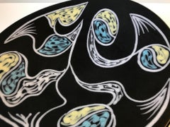 Black Abstract Centerpiece Bowl 'Burgundia' by Svend Aage Holm Sorensen, Soholm