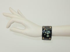 Black Abstract Enamel Bracelet, 1950's