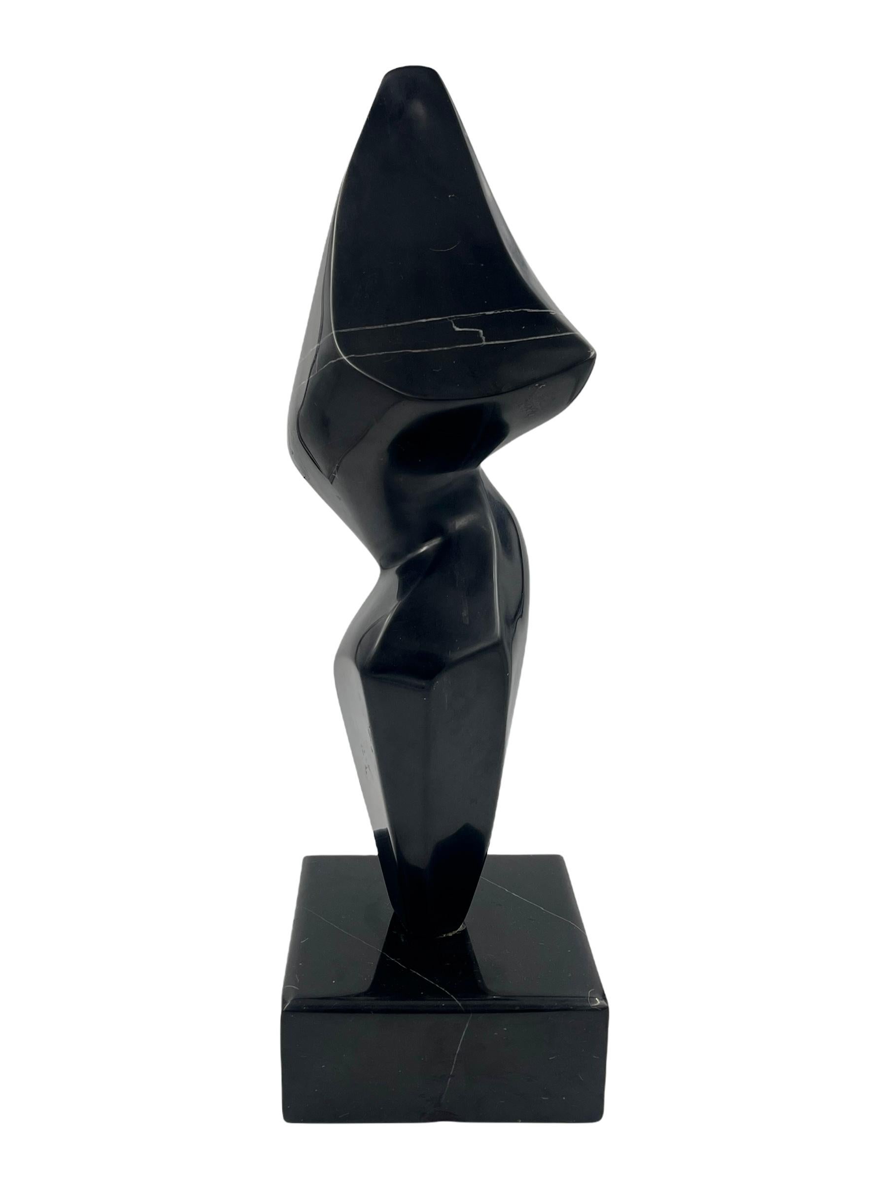 Hand-Carved Black Abstract Marble Sculpture For Sale
