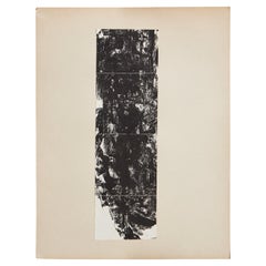 Black Abstract Print on Paper by French Artist Robert Ladou