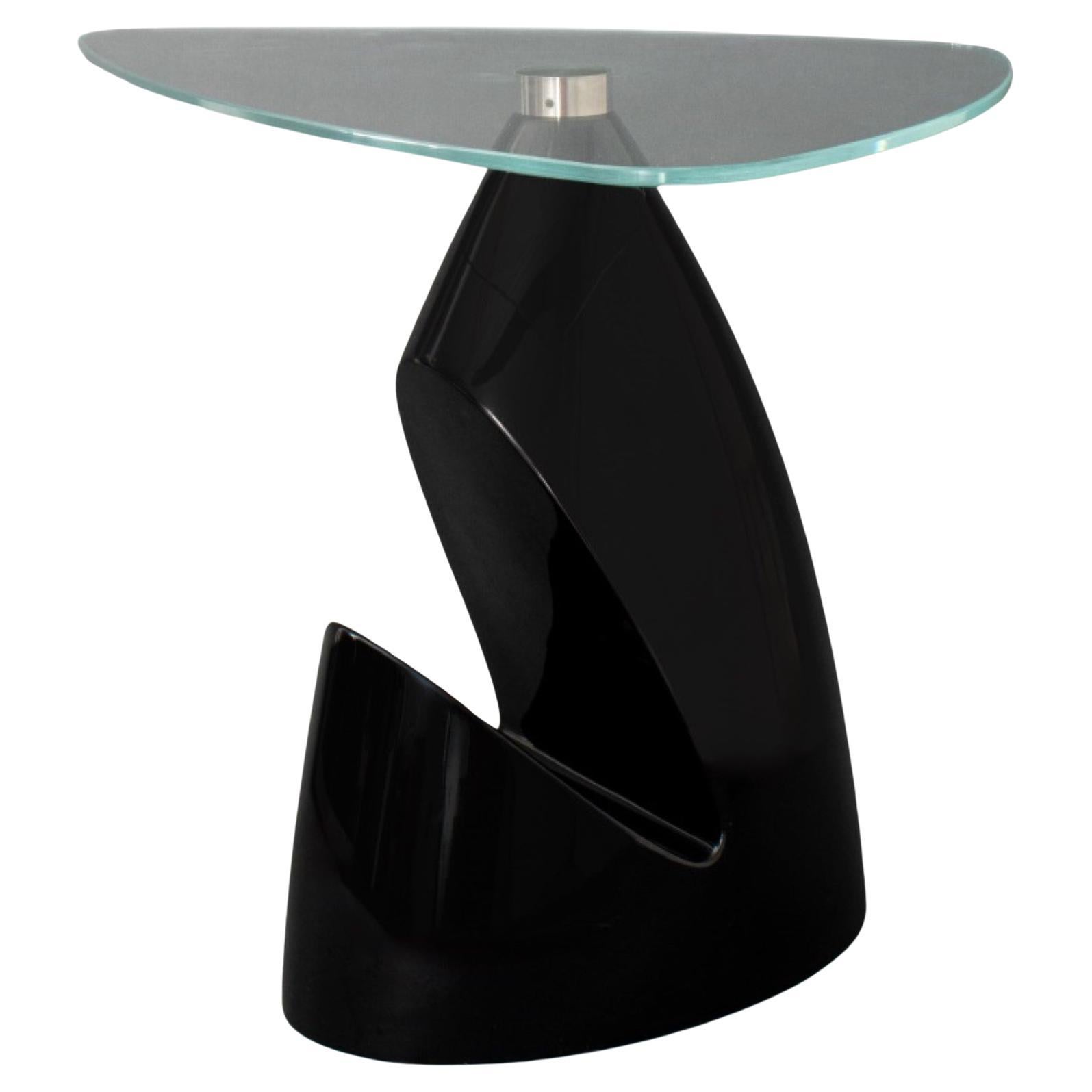 Black Abstract Sculptural Fiberglass Side Table For Sale
