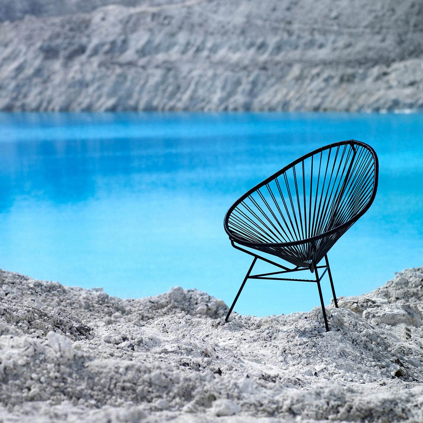 Verniciatura a polvere Sedia Acapulco nera di OK Design in vendita