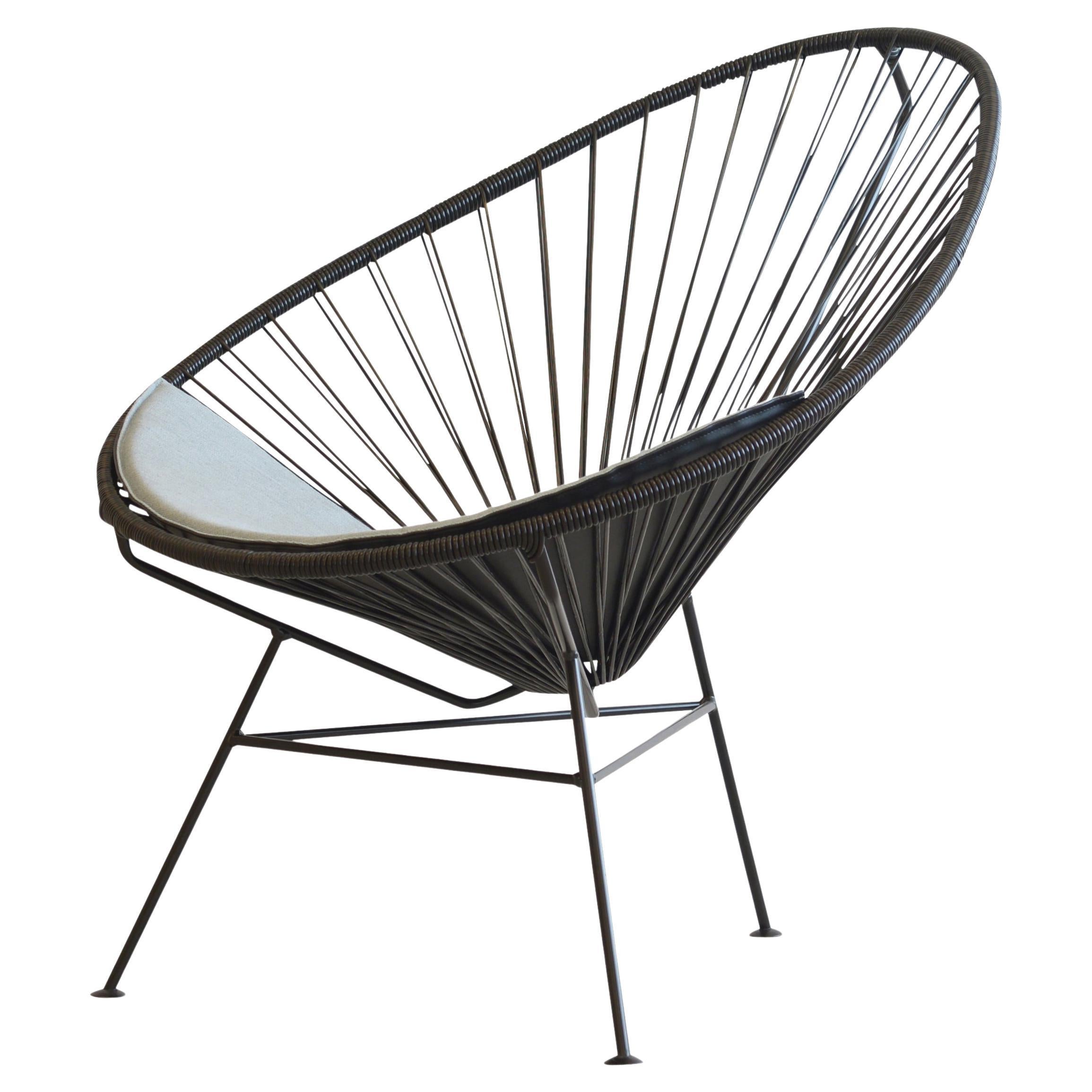 Black Acapulco Chair With Frosty Grey Cushion by OK Design