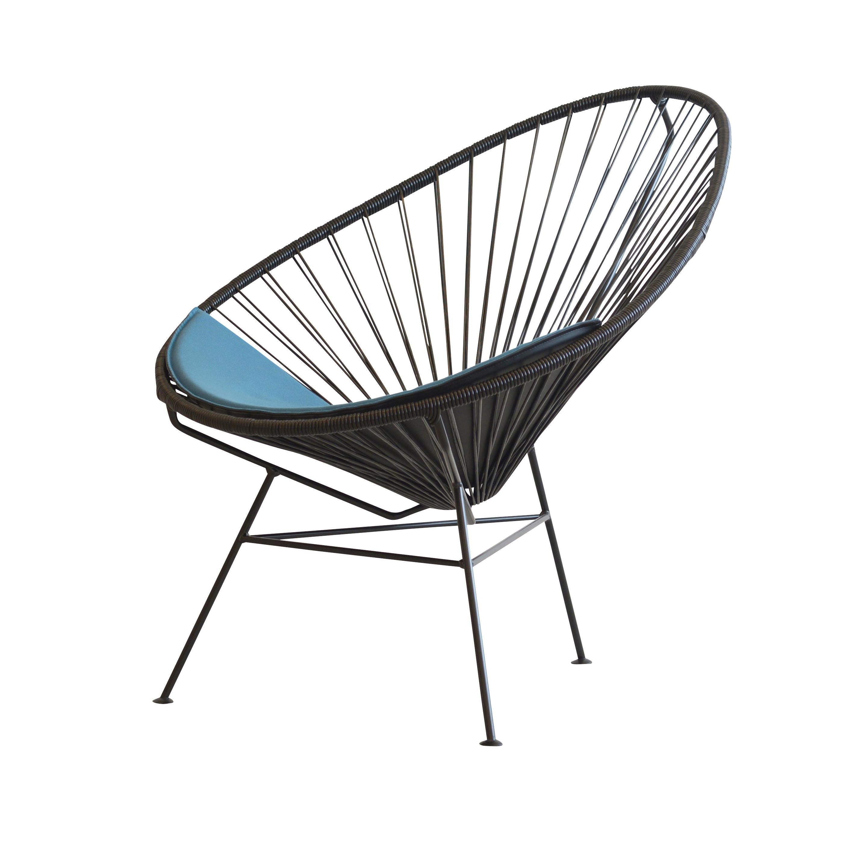 Metallo Sedia Acapulco nera con cuscino in petrolio di OK Design in vendita