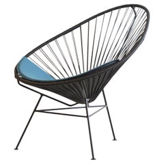 Black Acapulco Chair With Petroleum Cushion by OK Design