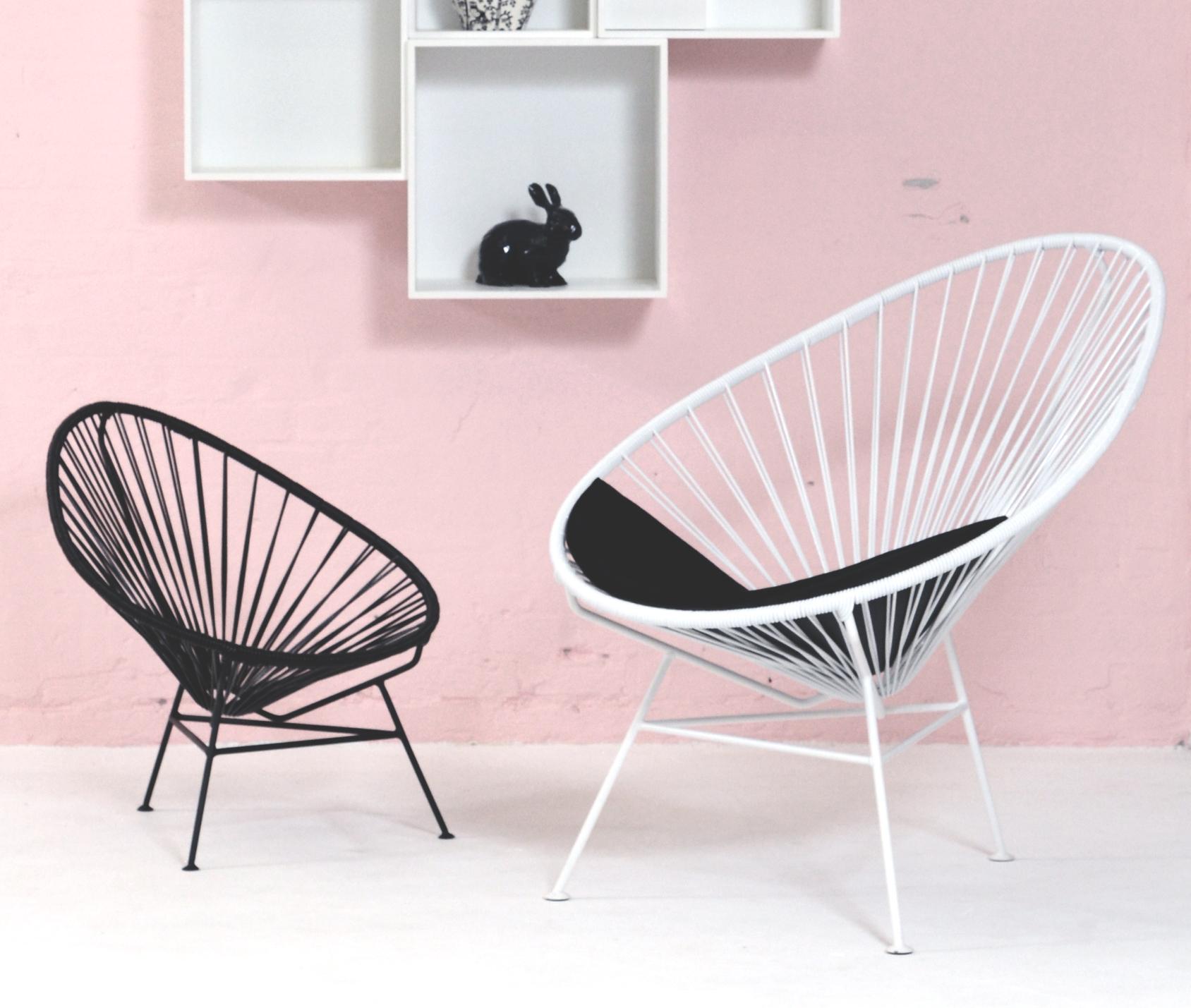 Danish Black Acapulco Chair With Smokey Yellow Cushion by OK Design For Sale