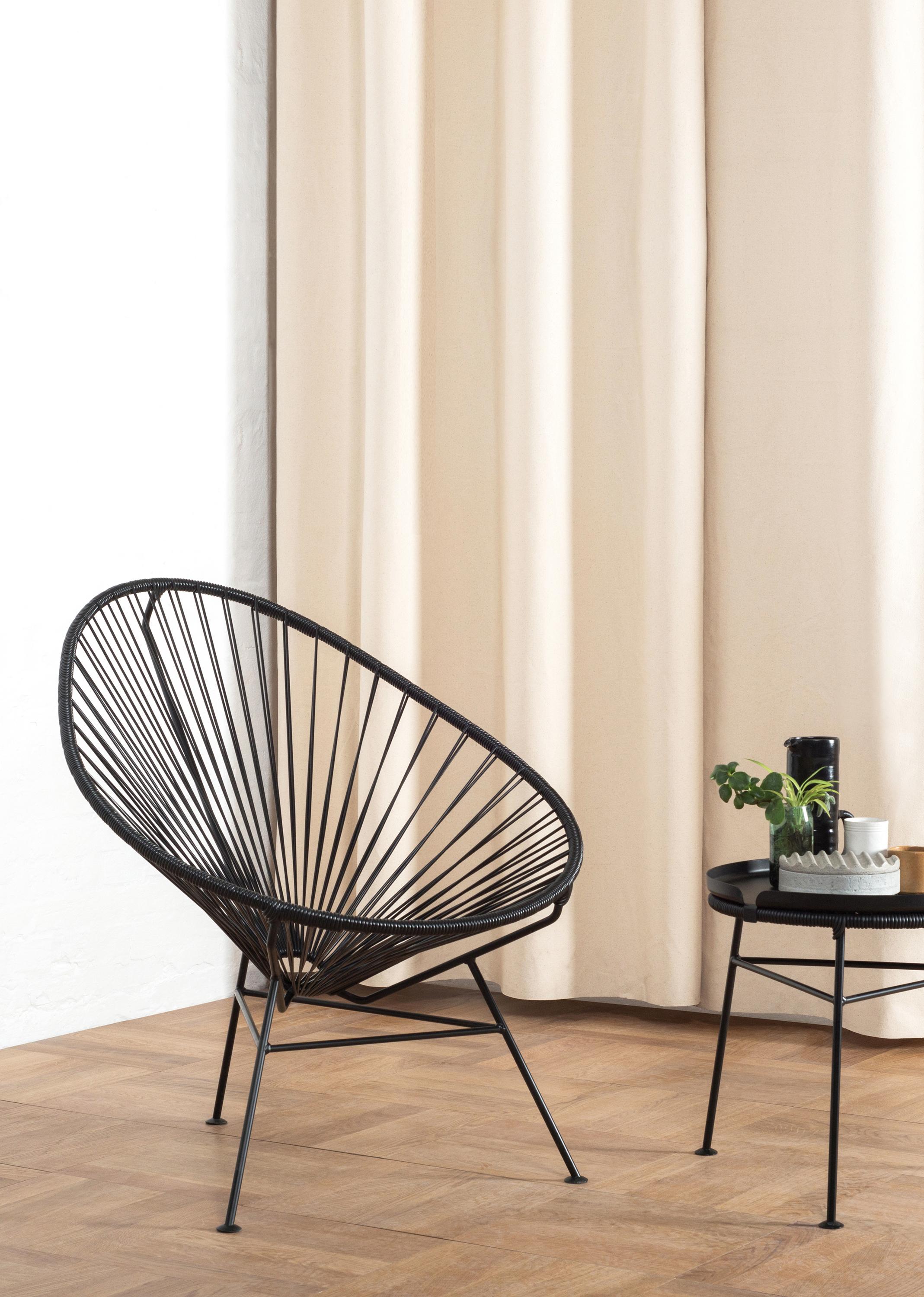 Metal Black Acapulco Chair With Smokey Yellow Cushion by OK Design For Sale