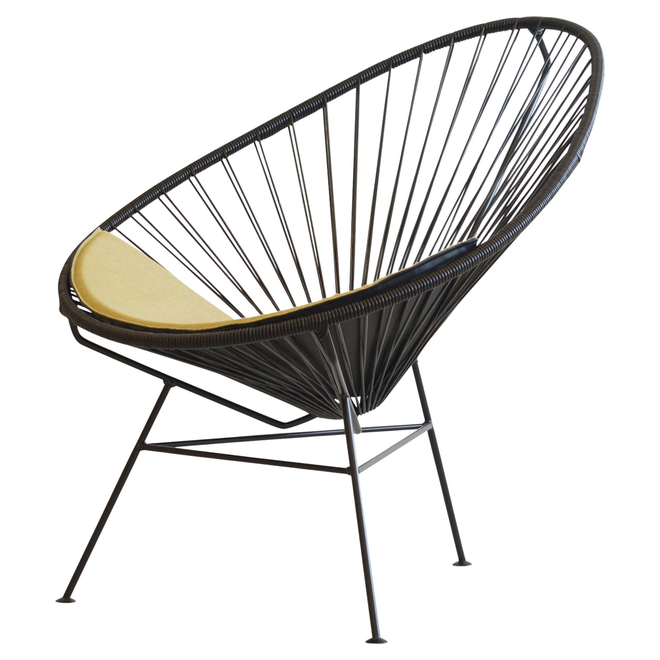 Black Acapulco Chair With Smokey Yellow Cushion by OK Design For Sale