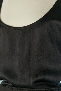 Black acetate and linen dress with long over lay front and back GIANNI VERSACE