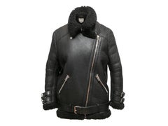 Black Acne Studios Leather & Shearling Moto Jacket Size EU 32