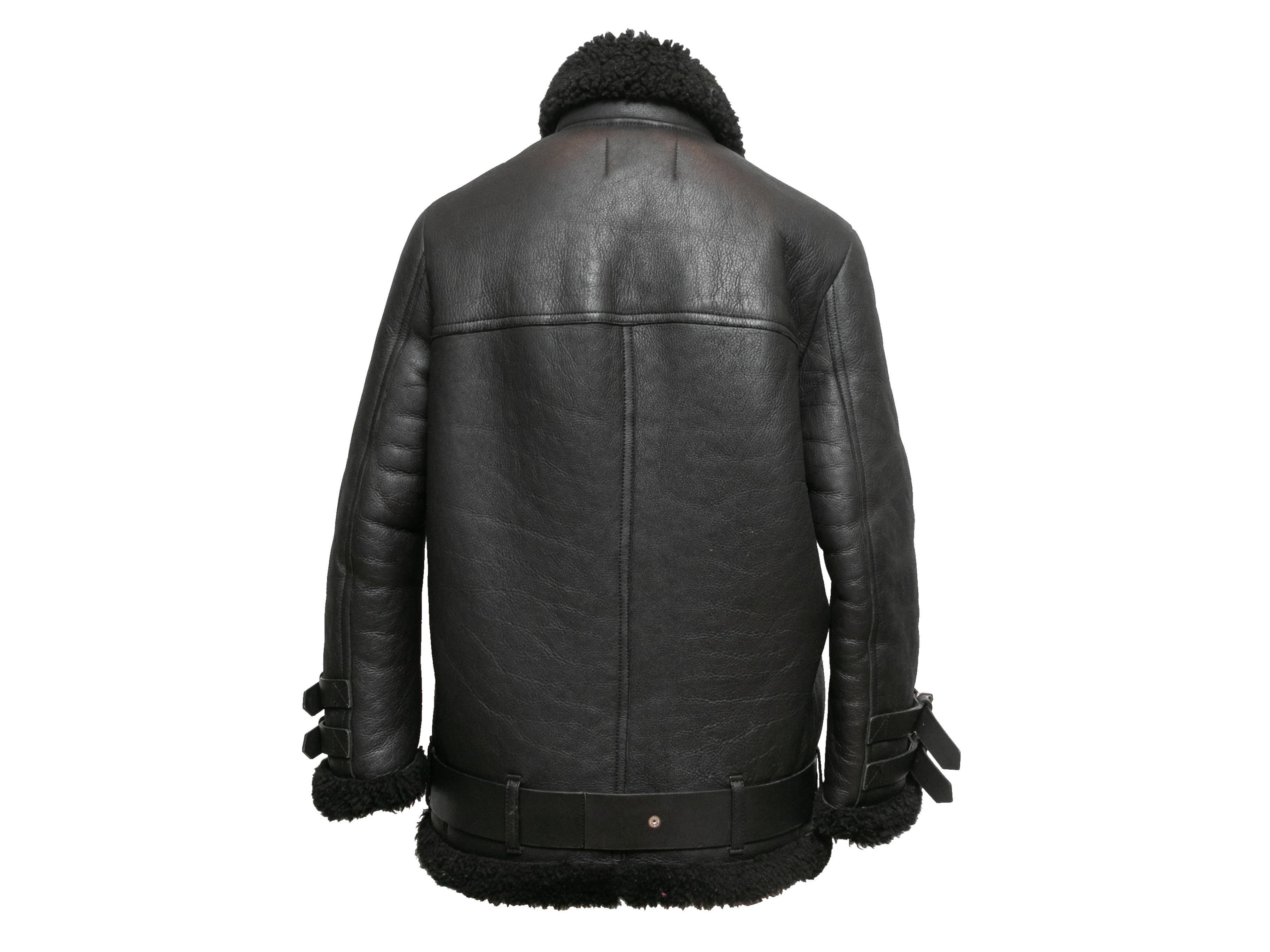 Women's Black Acne Studios Leather & Shearling Moto Jacket Size EU 32 For Sale