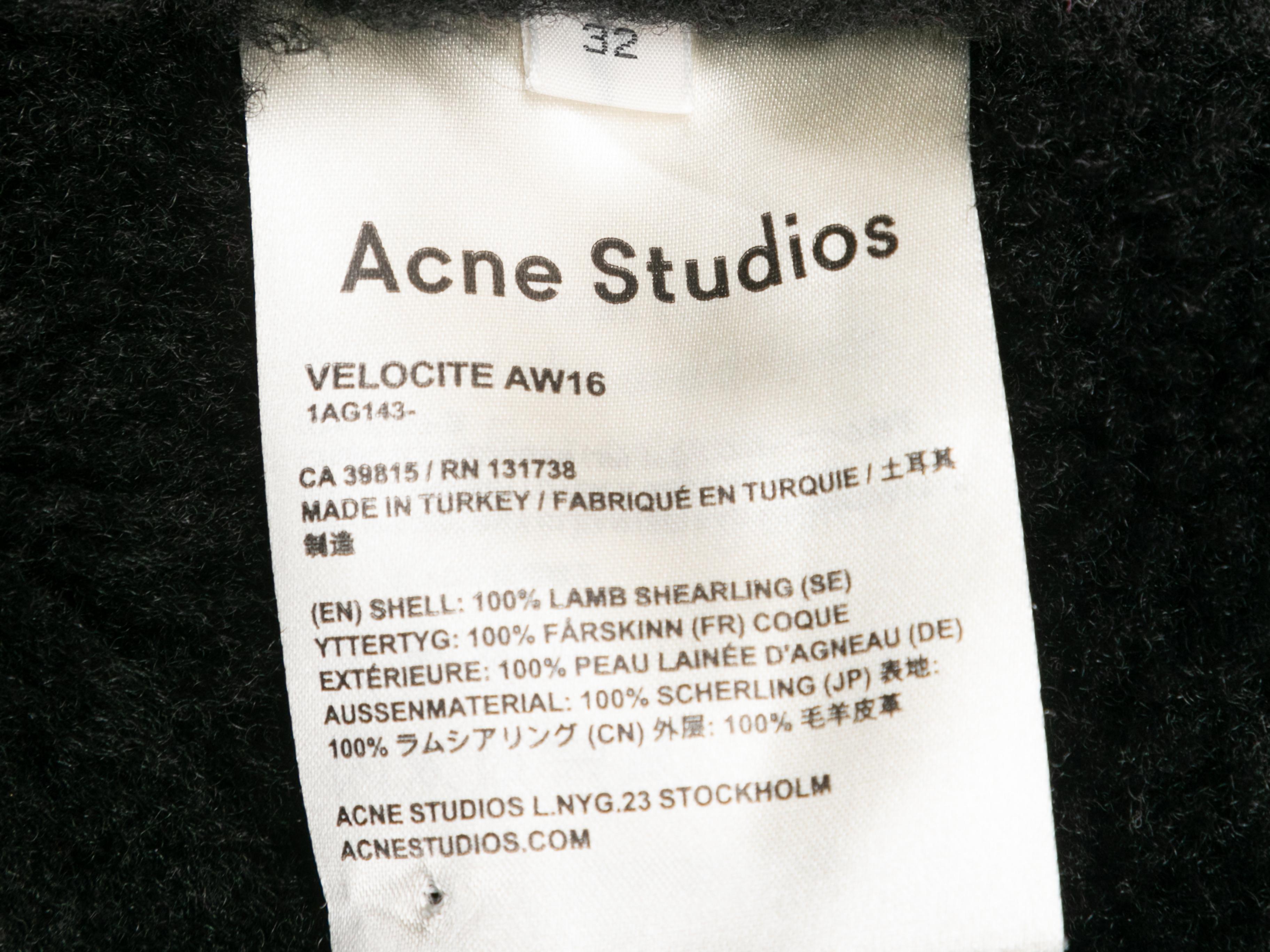 Black Acne Studios Leather & Shearling Moto Jacket Size EU 32 For Sale 2