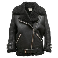 Black Acne Studios Leather & Shearling Moto Jacket Size EU 32