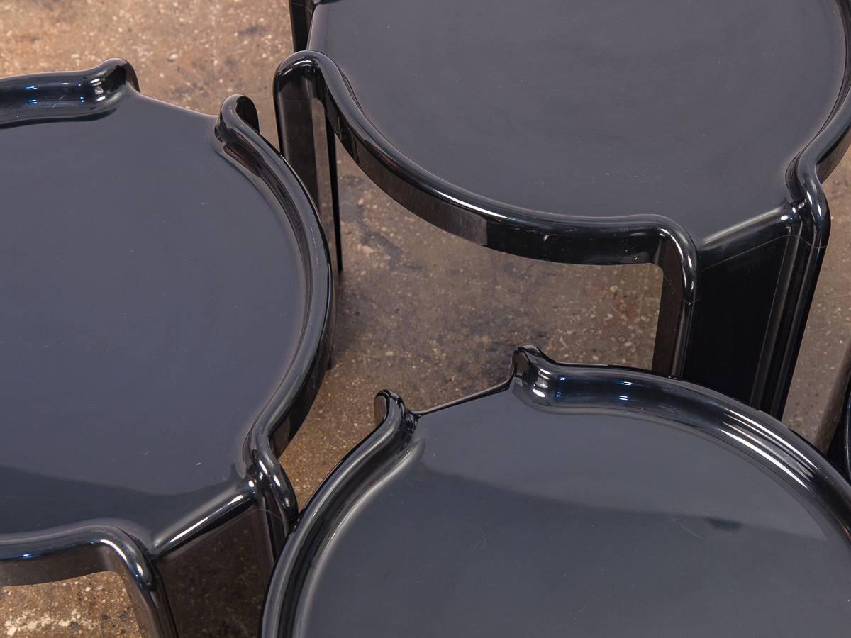 Mid-Century Modern Black Acrylic Kartell Stacking Tables