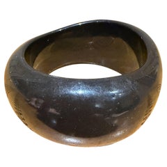 Black Acrylic or Lucite Bangle Bracelet Mid Century Modern