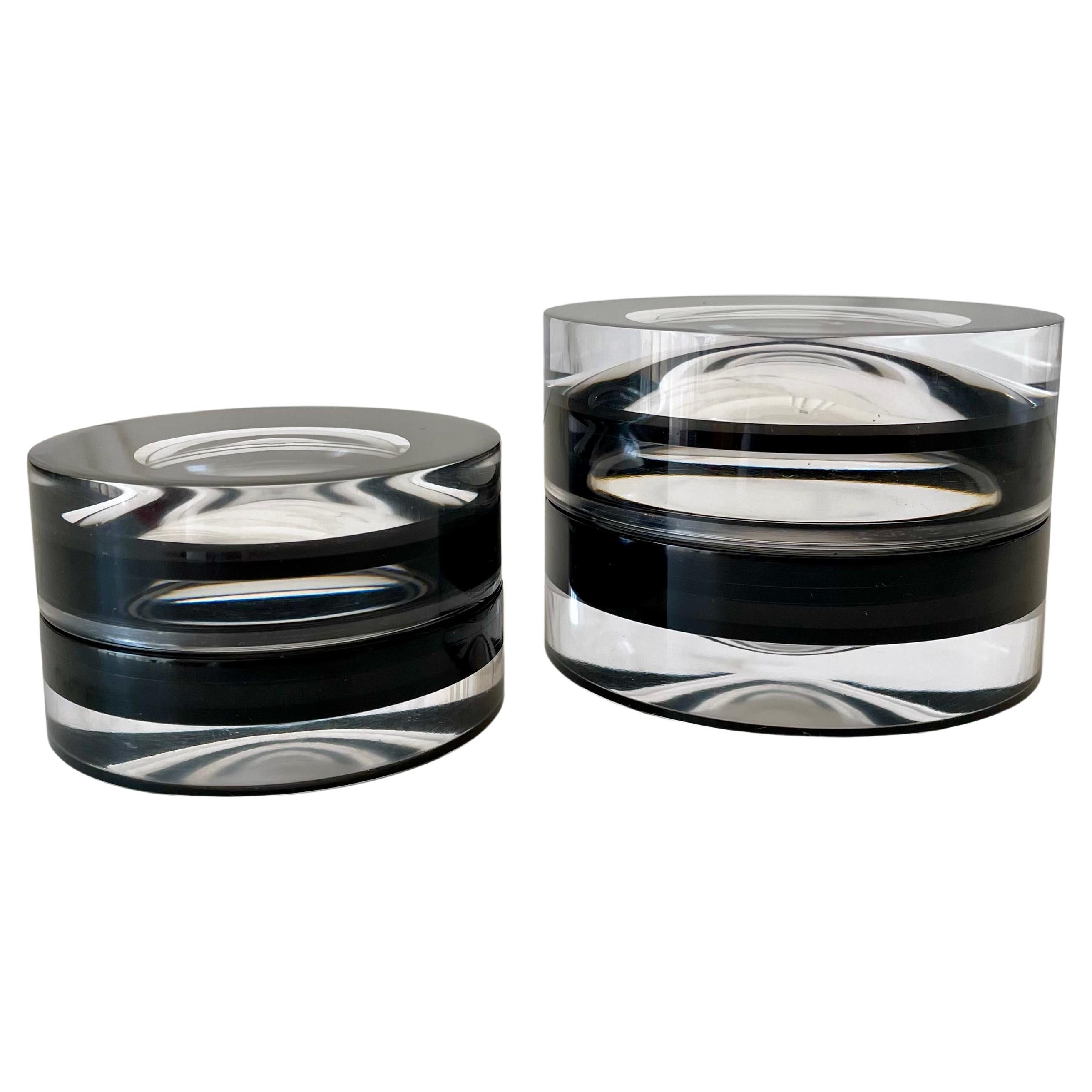 Black Acrylic Small Round Box by Paola Valle For Sale