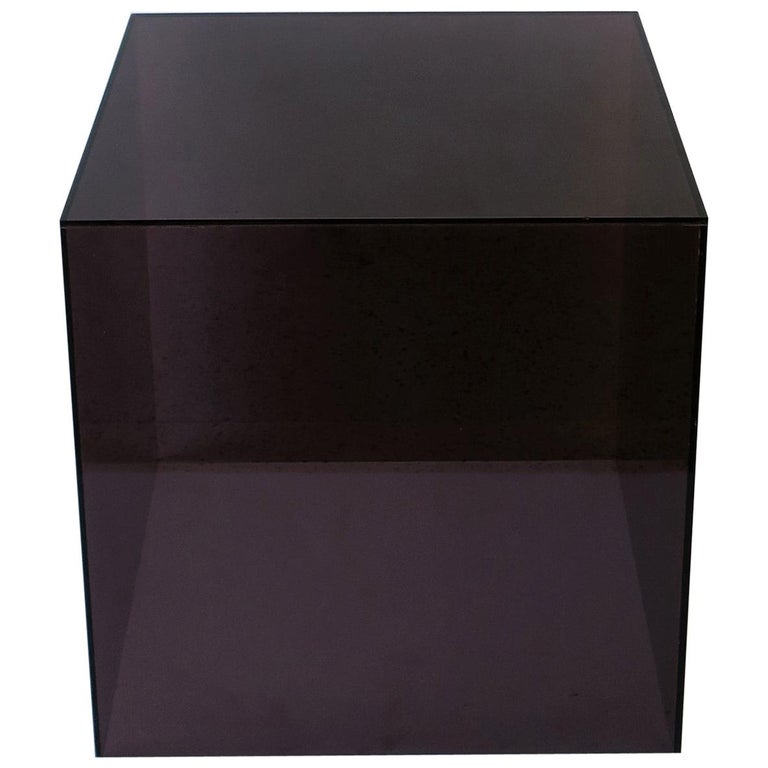 Black Lucite Square Cube End Table For Sale at 1stdibs