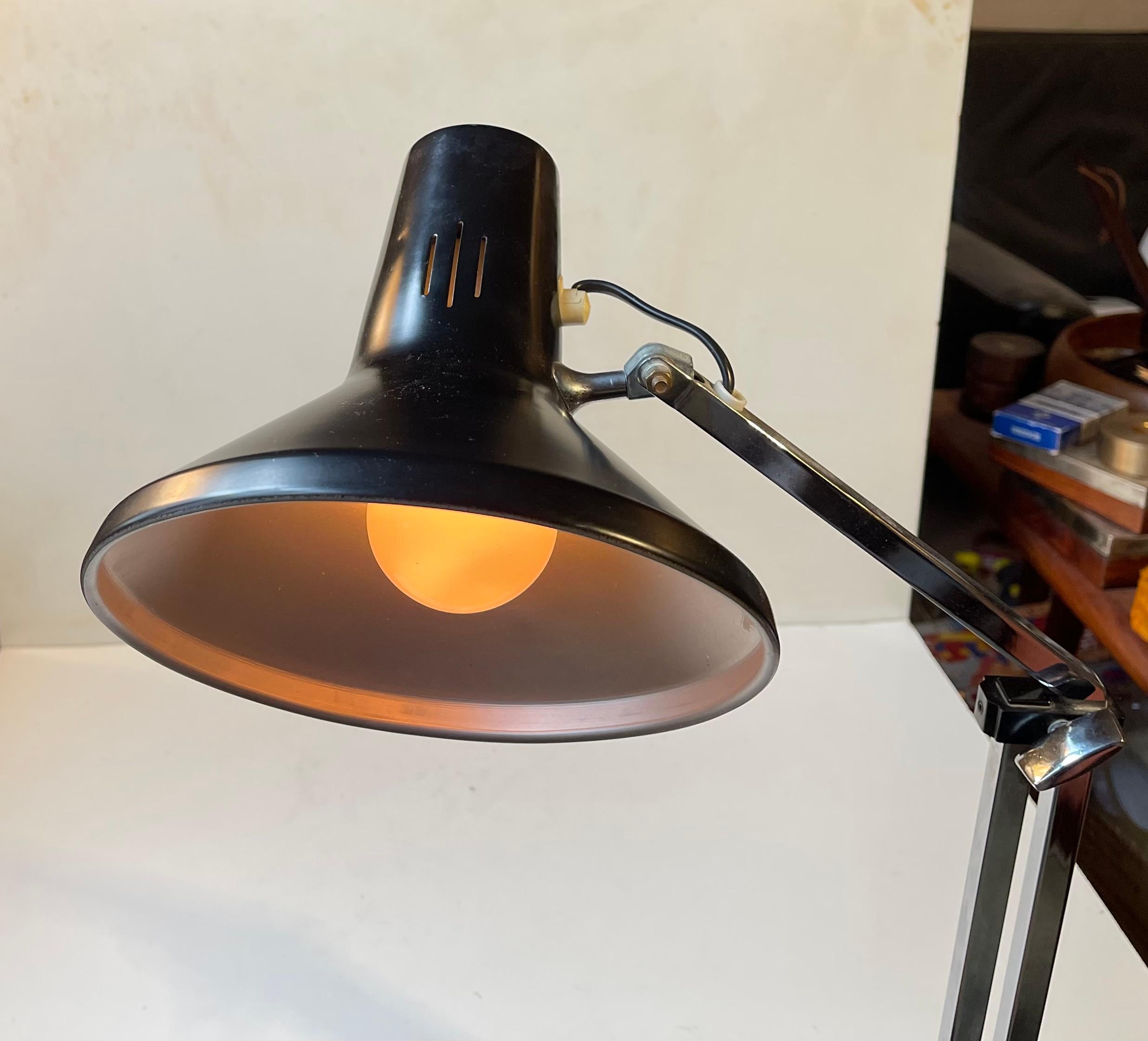Verstellbare schwarze Architekten-Stehlampe von Jac Jacobsen, 1970er Jahre (Skandinavisch) im Angebot