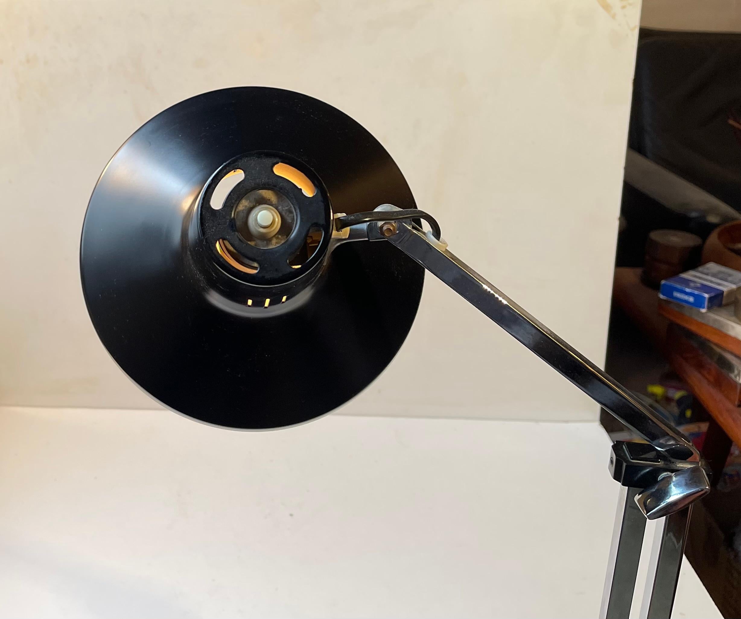 Verstellbare schwarze Architekten-Stehlampe von Jac Jacobsen, 1970er Jahre (Ende des 20. Jahrhunderts) im Angebot