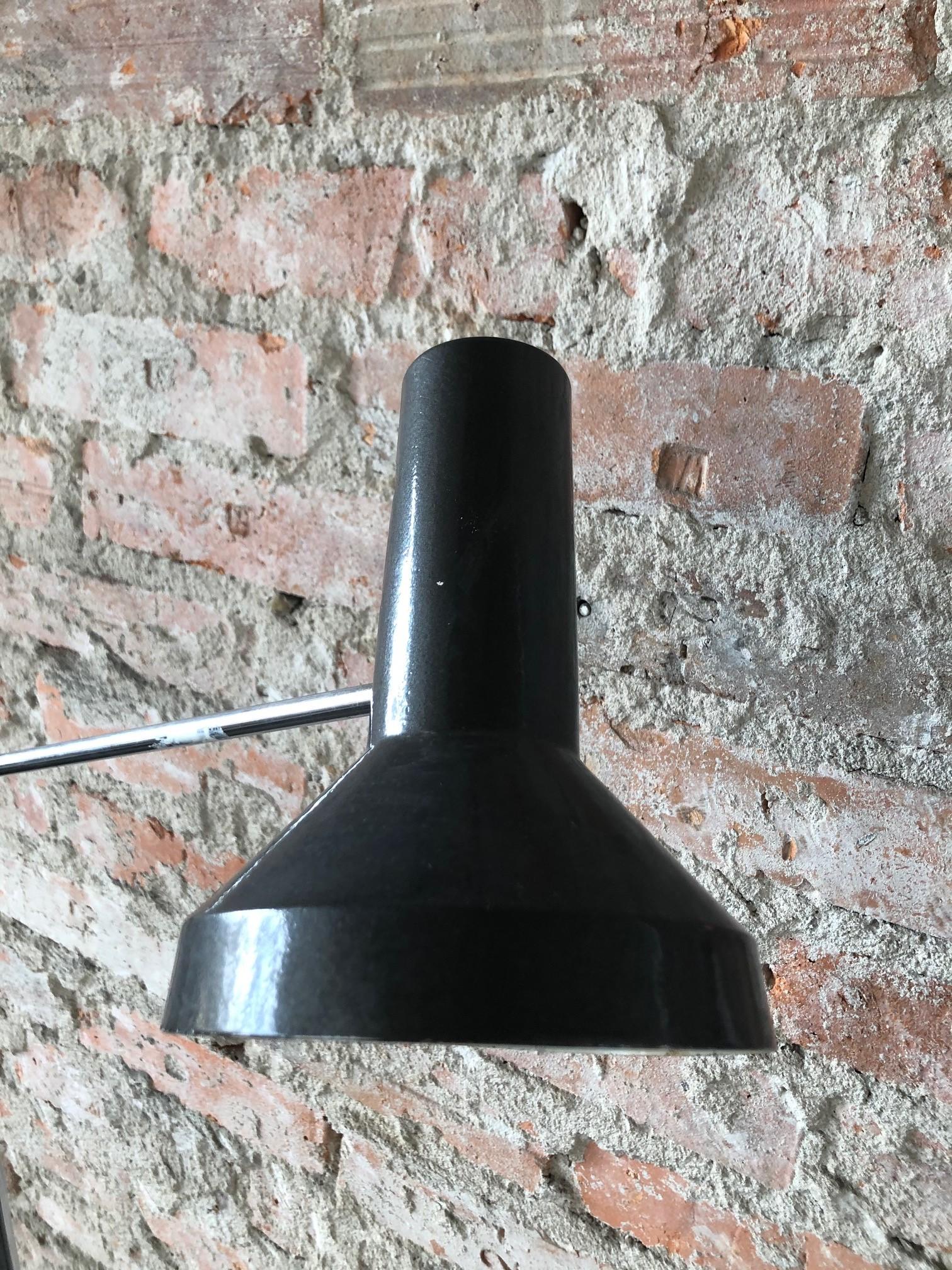 Industrial Black Adjustable Floor Lamp, 1960s For Sale