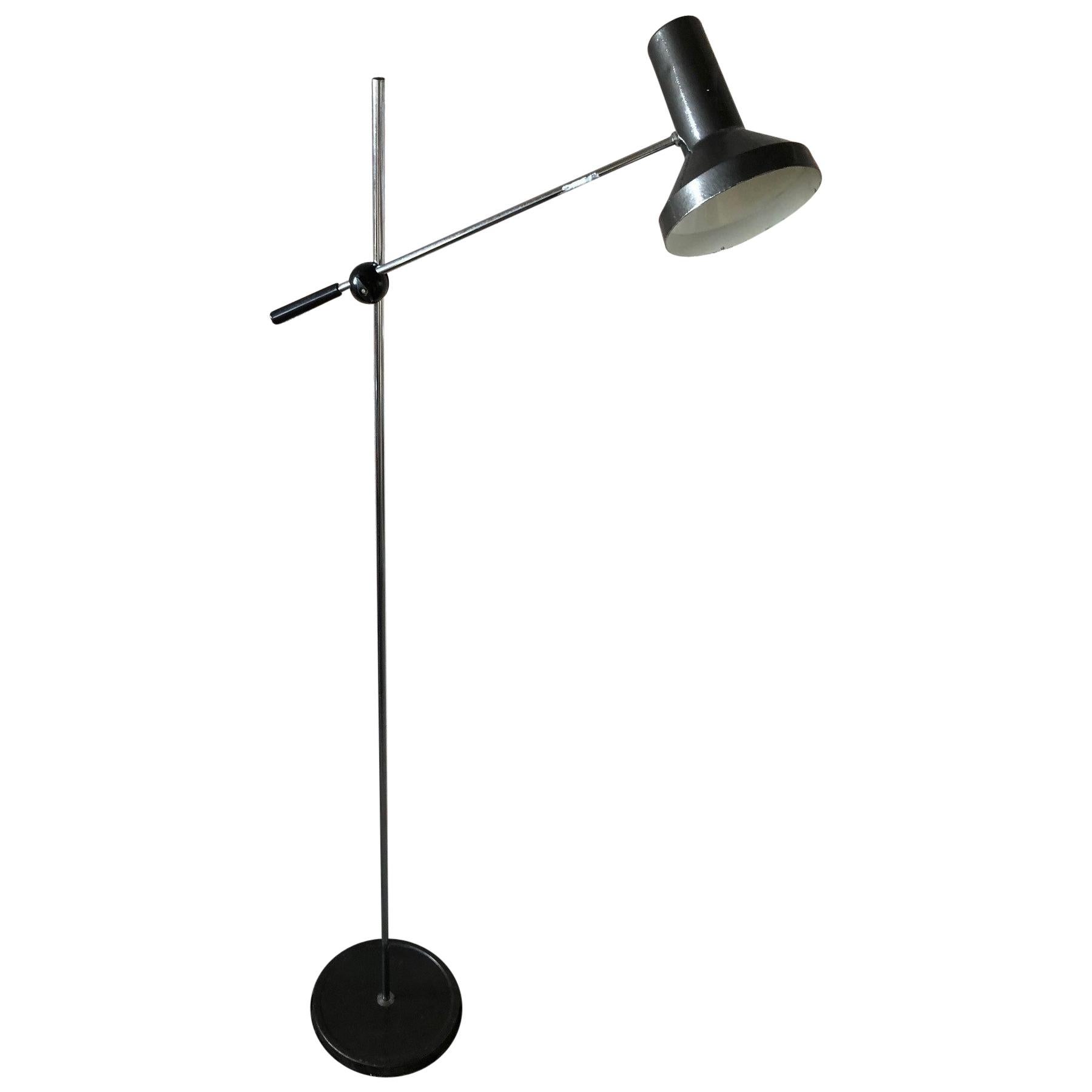 Black Adjustable Floor Lamp, 1960s For Sale
