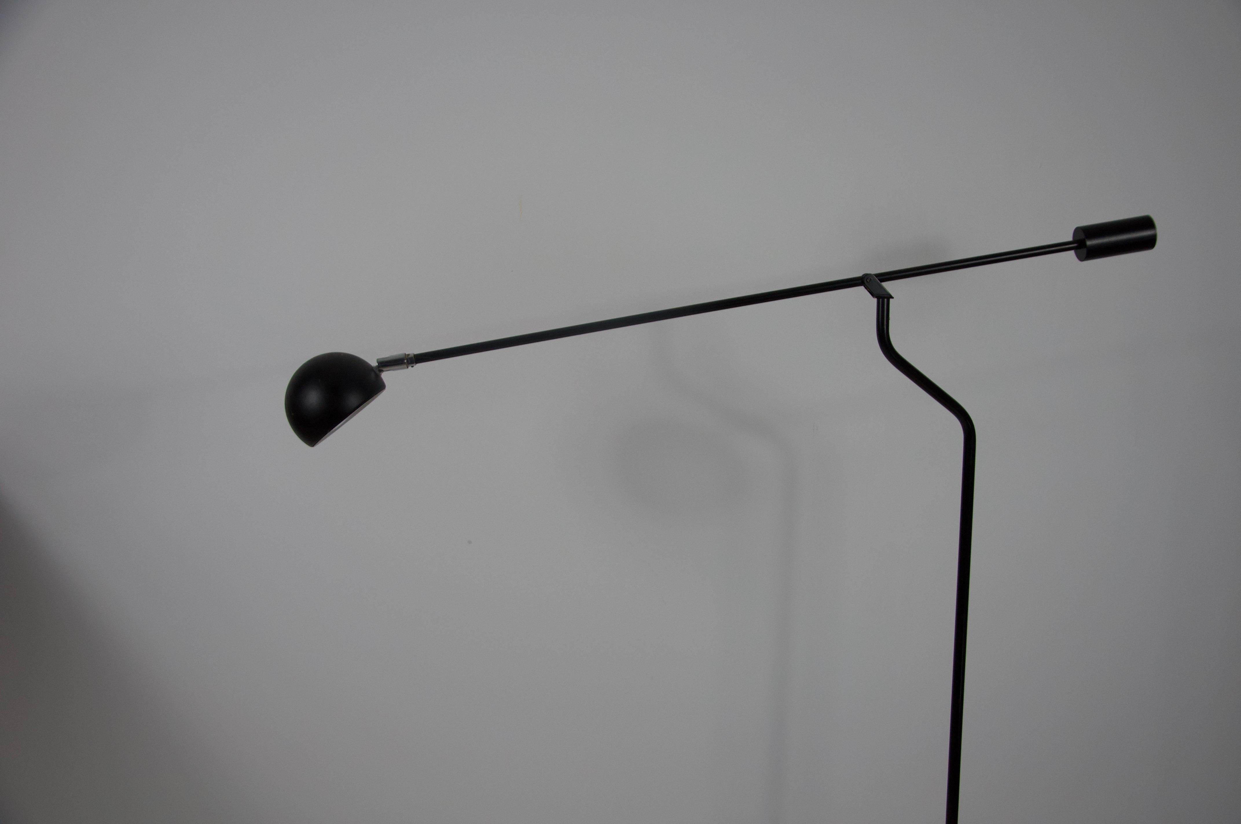 Mid-Century Modern Black Adjustable Floor Lamp, Germany, 1970s For Sale
