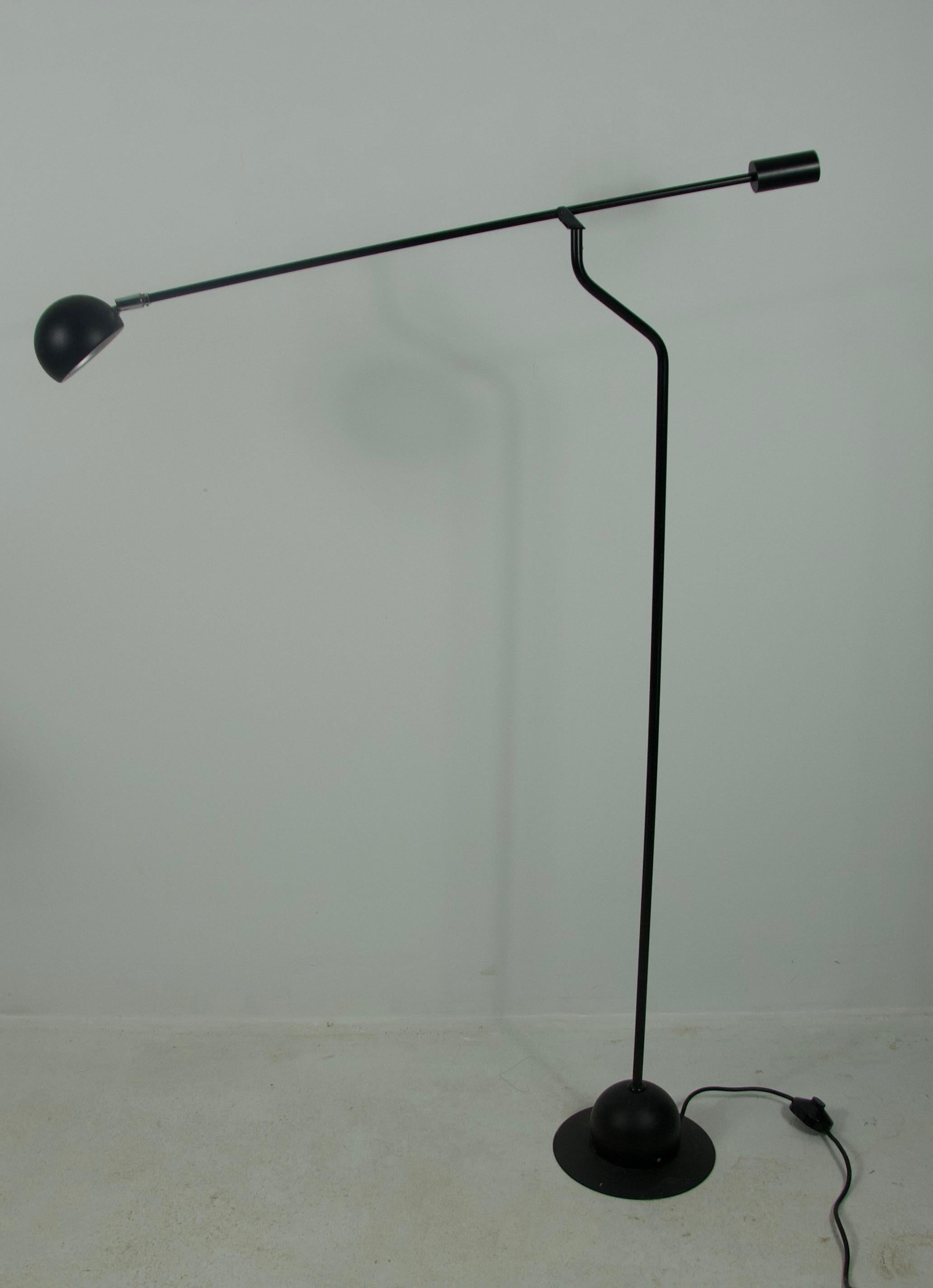 Black Adjustable Floor Lamp, Germany, 1970s In Good Condition For Sale In Hagenbach, DE