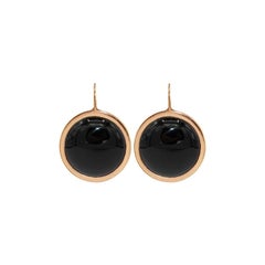 Black agate 18 Karat Pink Gold Earrings