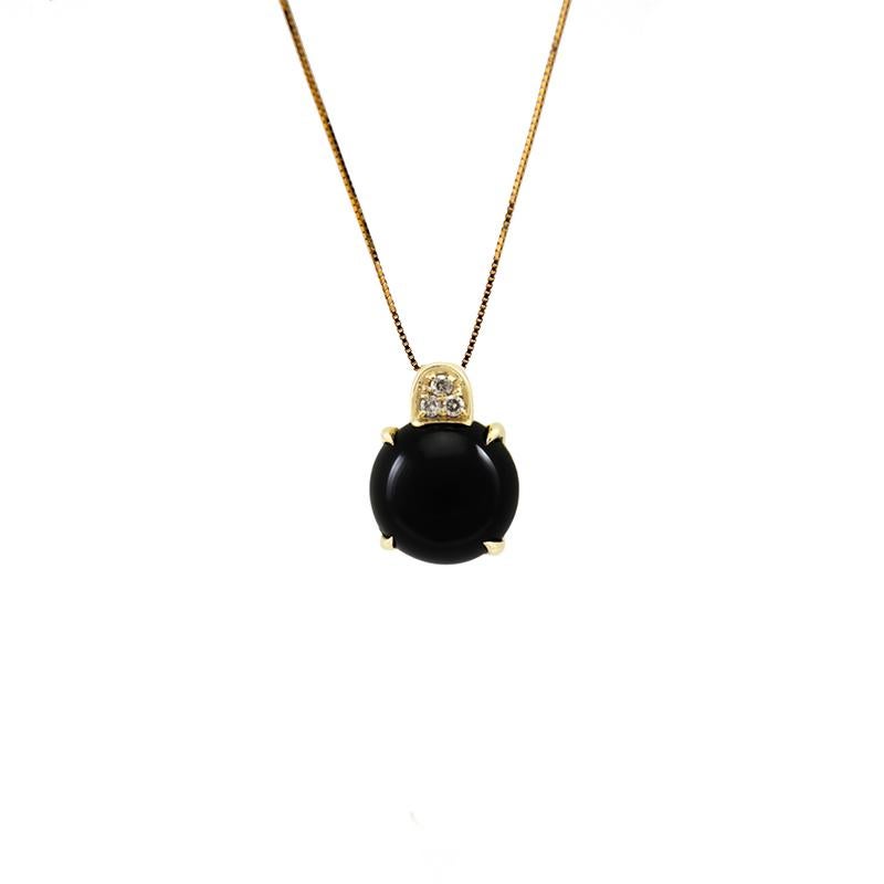 This striking pendant has been handmade in our 150 year olds Italian workshop South of Rome. The 3ct Black Agate stone has been hand cut and crowned with 3 Champagne brown diamonds. We are able to make this pendant to order with other stones please