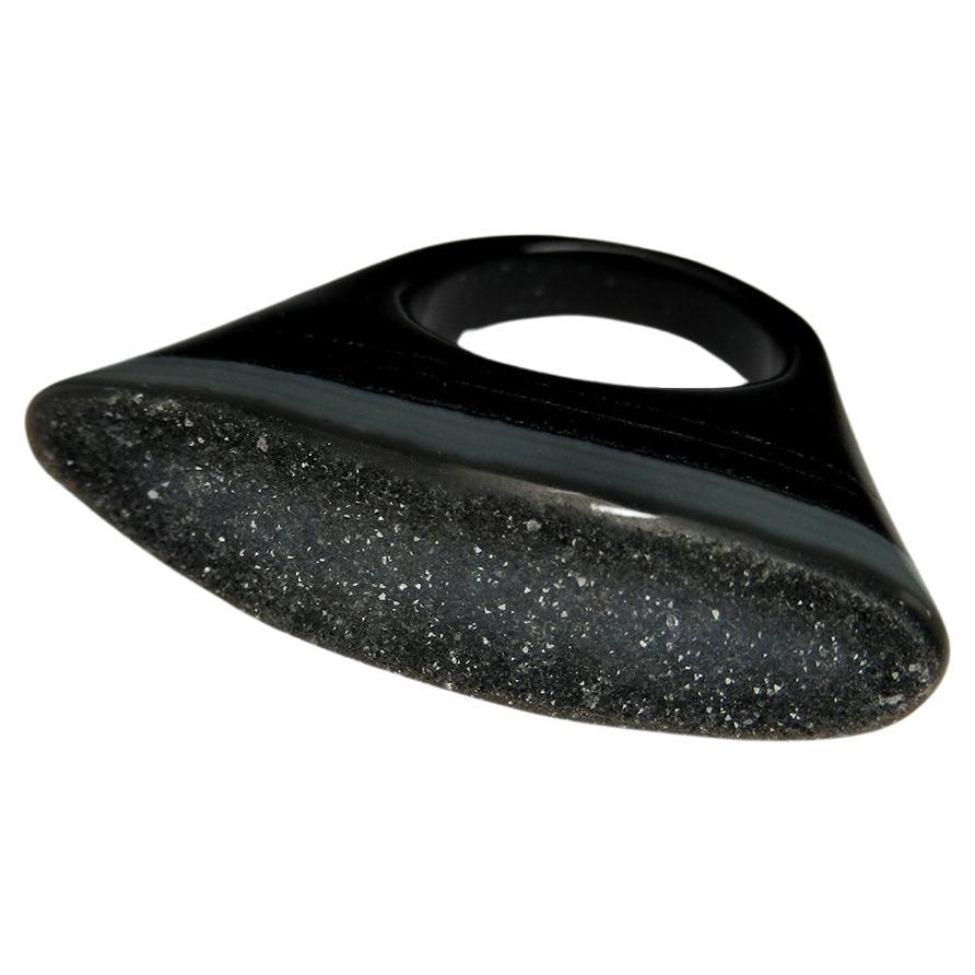 Bague solide en cristaux d
agate noire cadeau en pierre noire fait à la main en vente